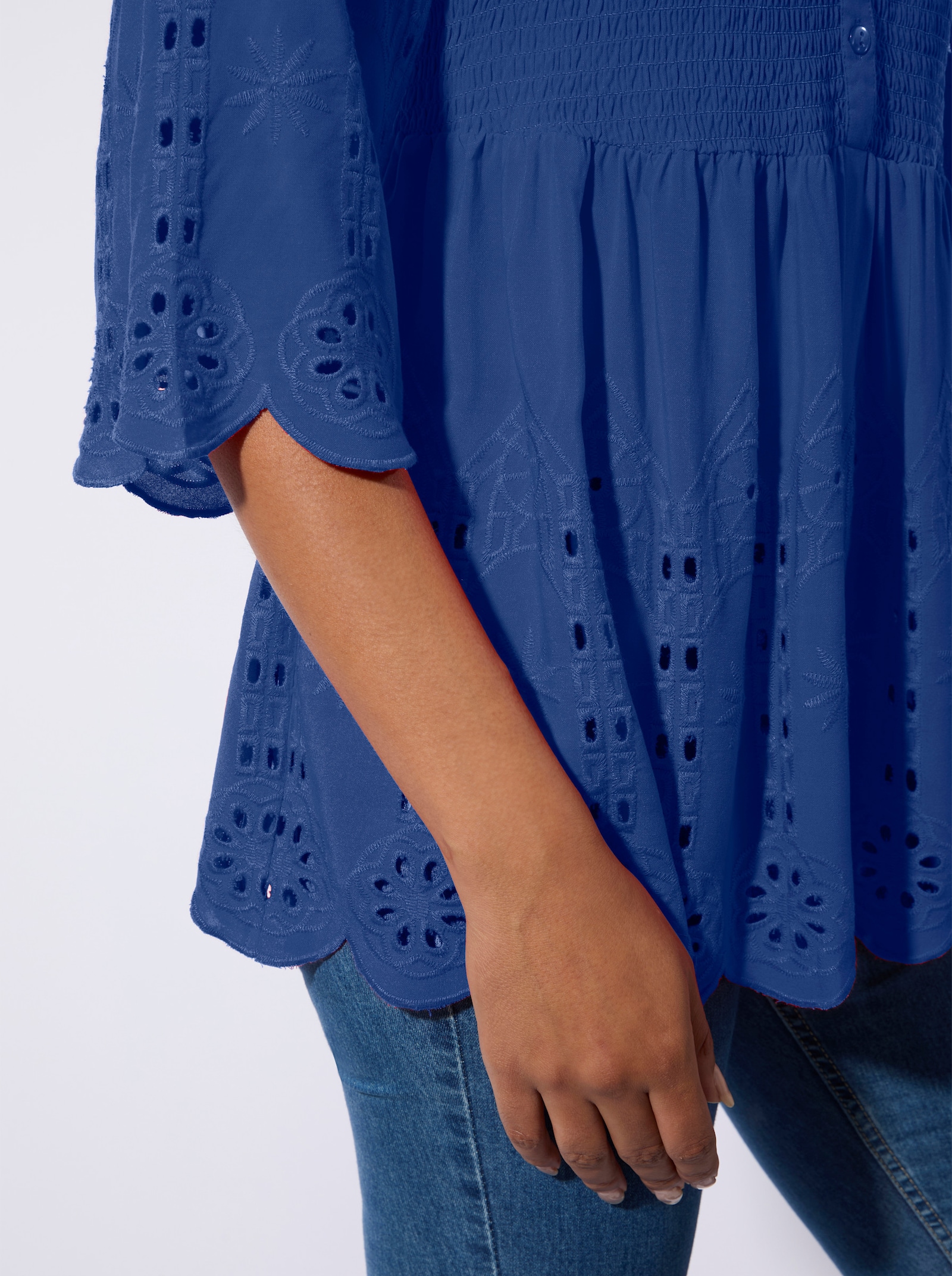 Tunika, čipka, ažúrová výšivka - Kráľovská modrá