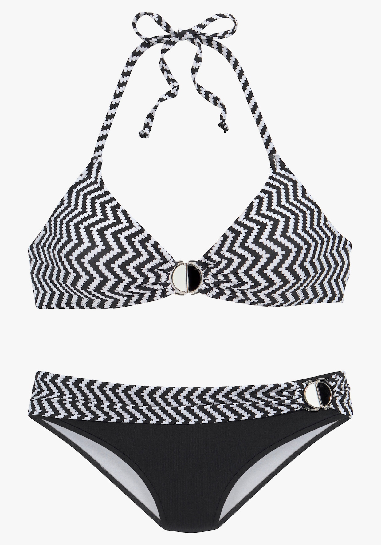 JETTE Triangel-Bikini - schwarz-weiß