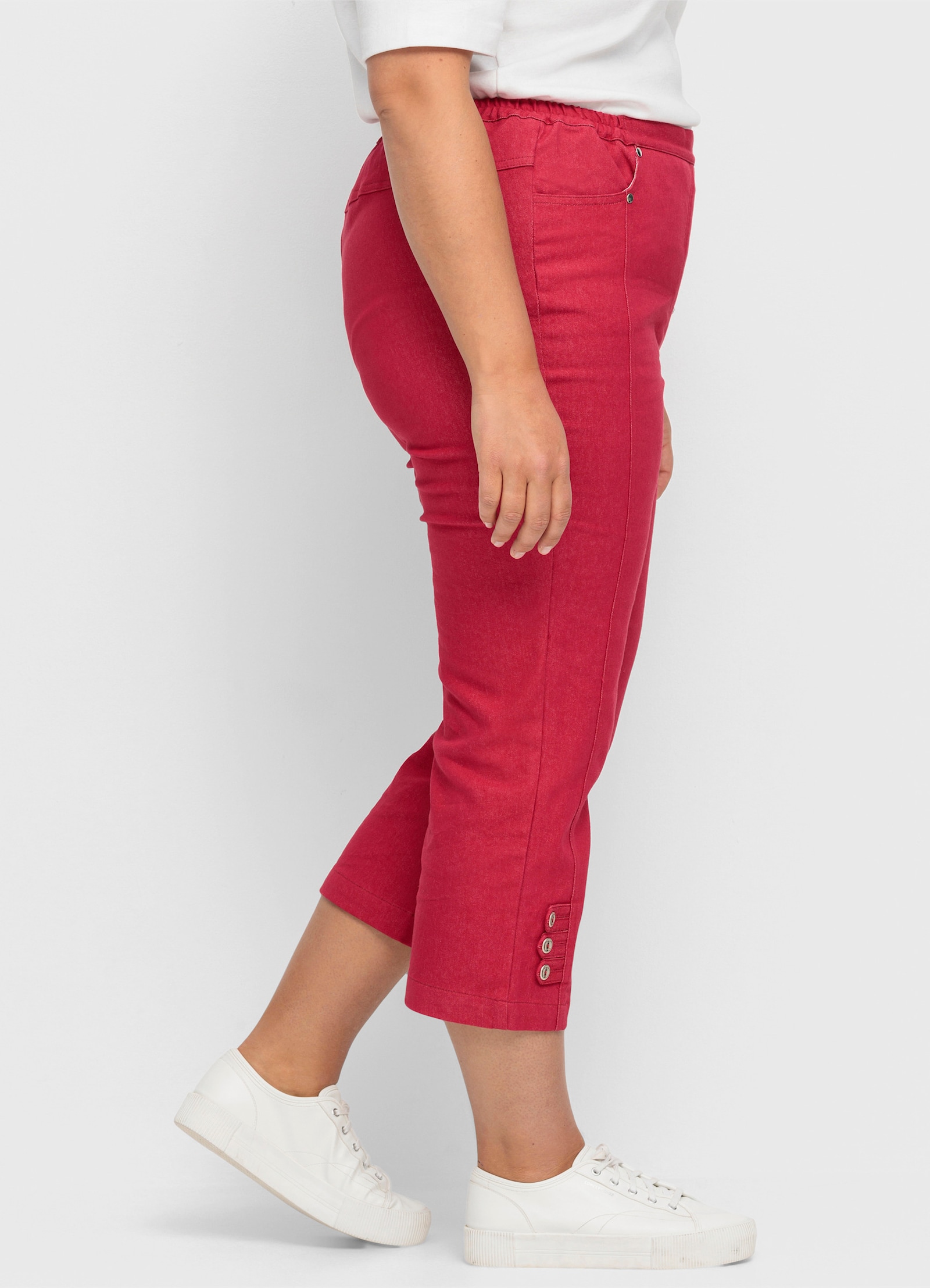 7/8-Jeans mit Zierriegel am Abschluss - rot
