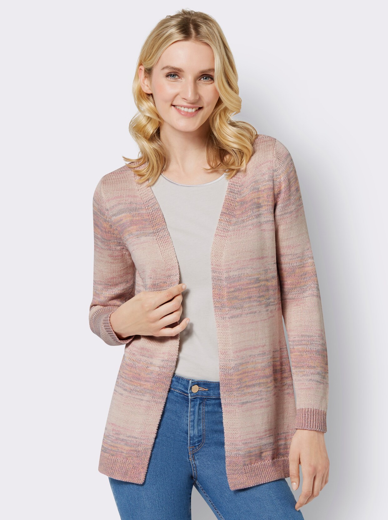 Cardigan - puder-steingrau-meliert