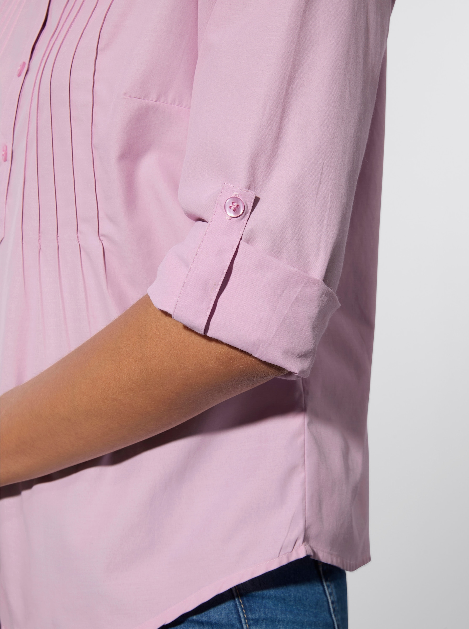 Hemdbluse mit krempelbaren Ärmeln - rosé