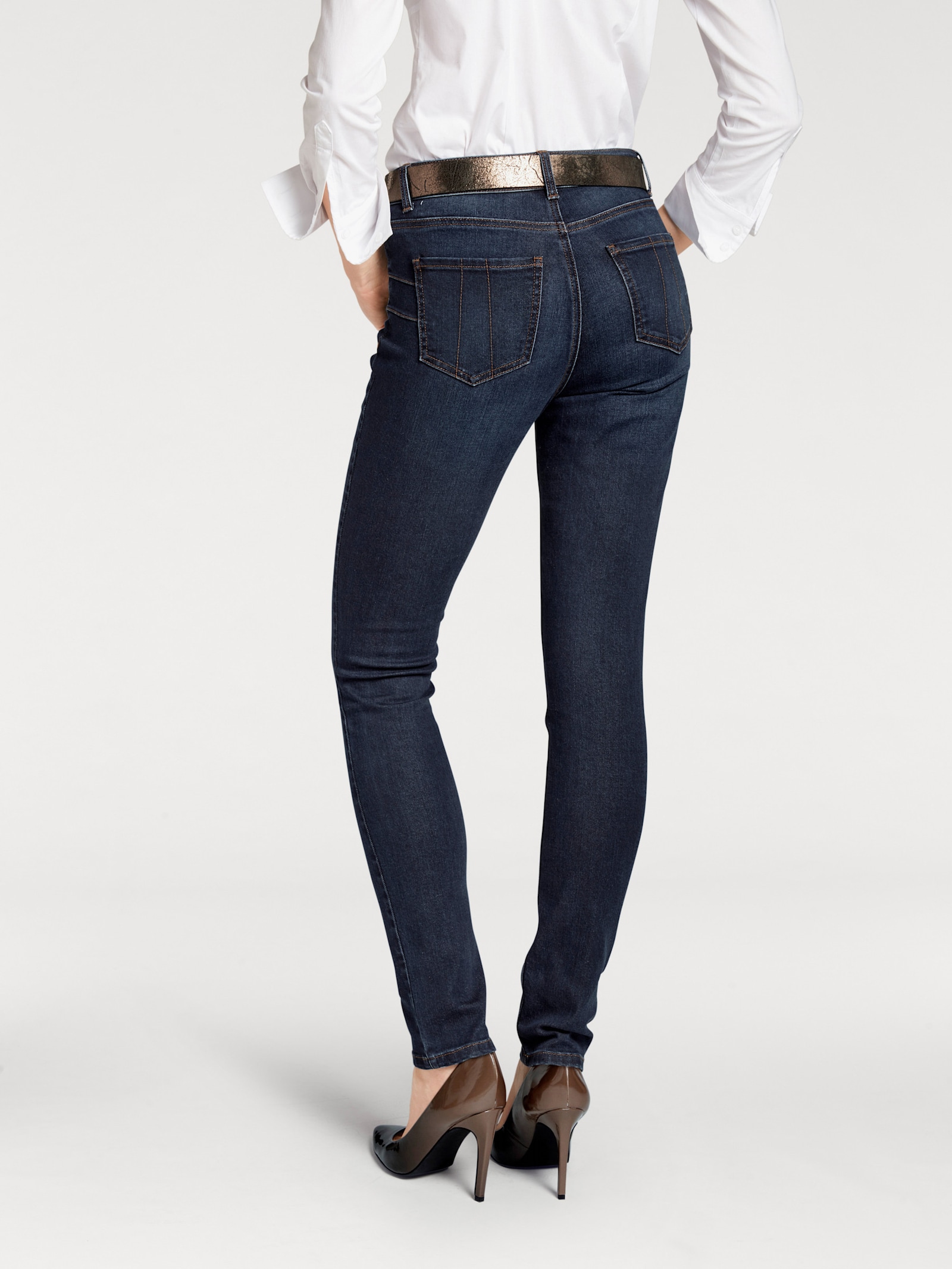 heine Skinny jeans met 'buik weg'-effect - dark denim