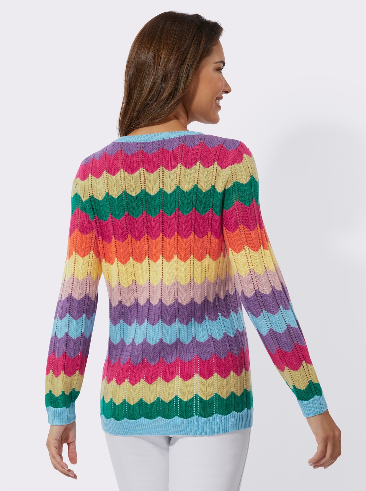 Ajourpullover - pink-aqua-gemustert