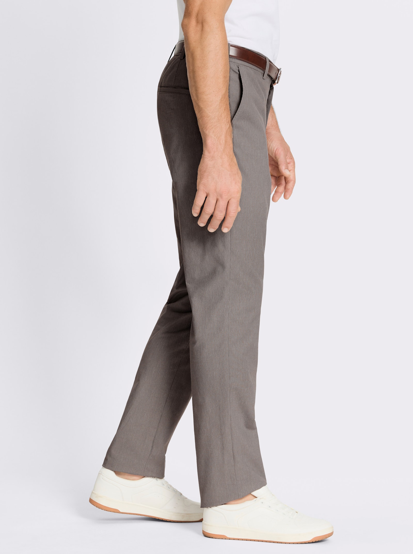 Marco Donati Hose mit Rundum-Dehnbund - taupe-gestreift