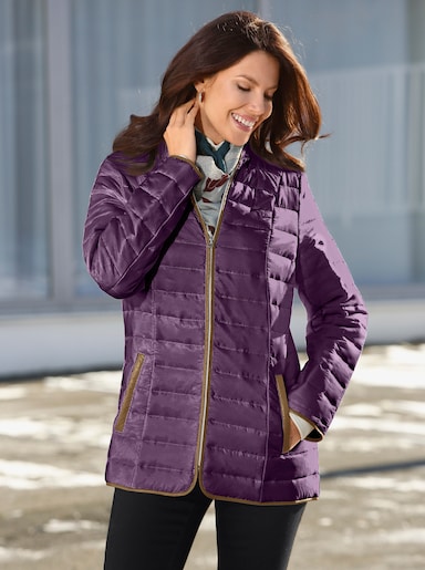Steppjacke mit kontrastfarbigem Futter - pflaume