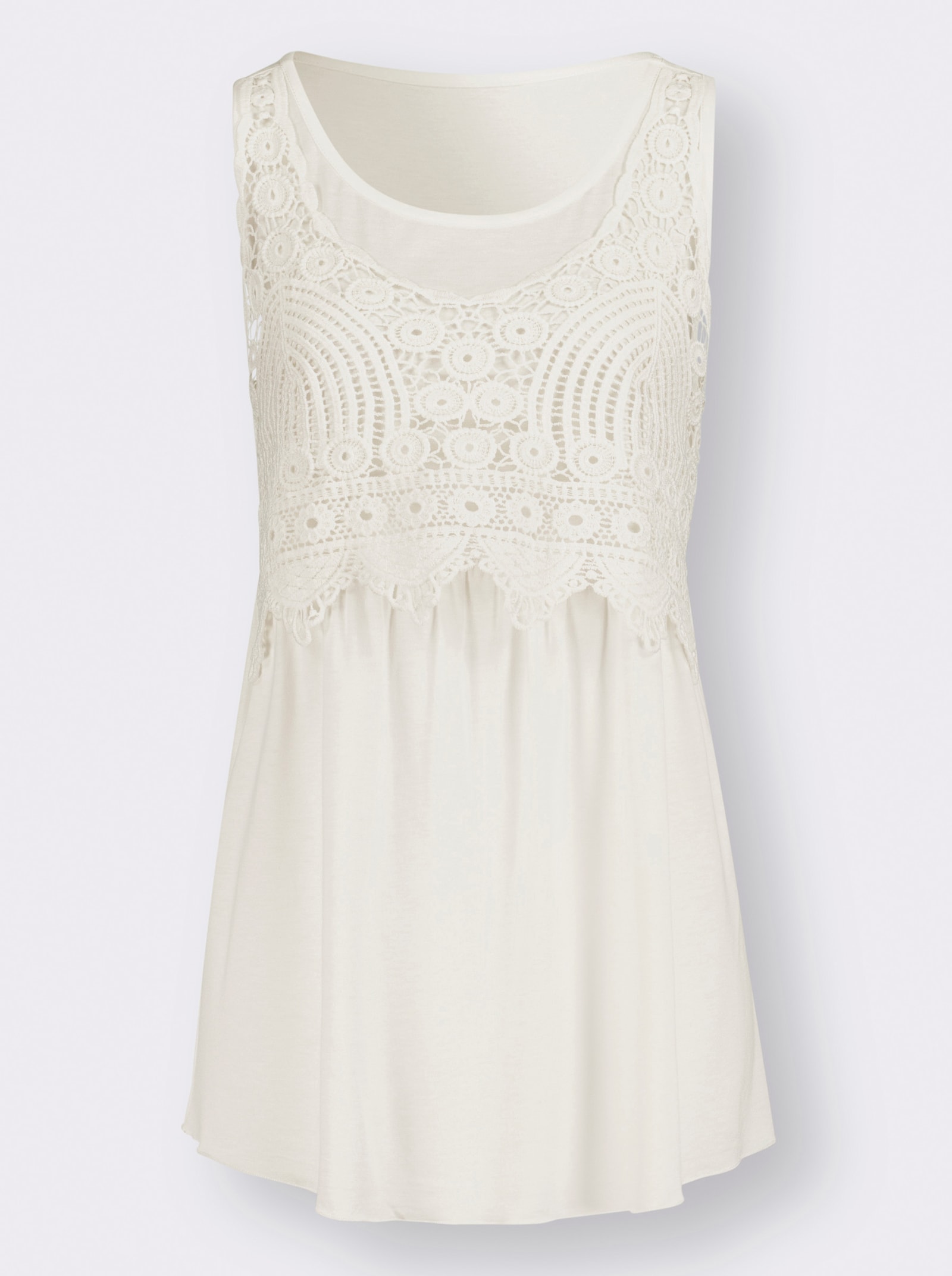 Shirttop met gehaakt kant - ecru