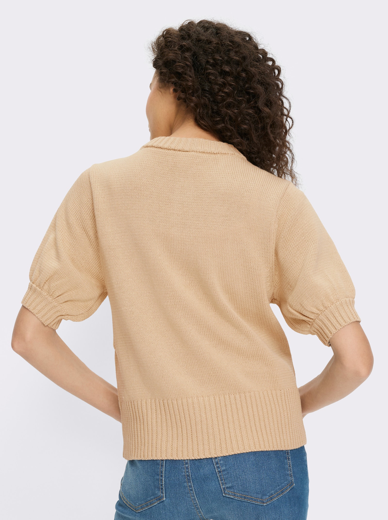 heine Veste en tricot à manches ballon courtes - sable