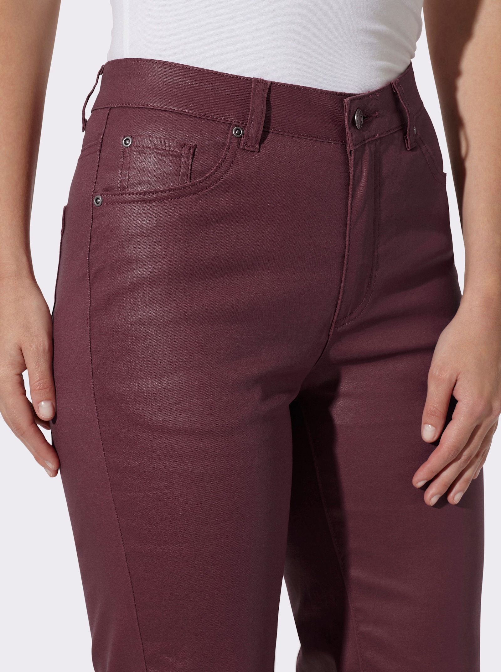 heine Bootcut-Jeans in Glanz-Optik - bordeaux