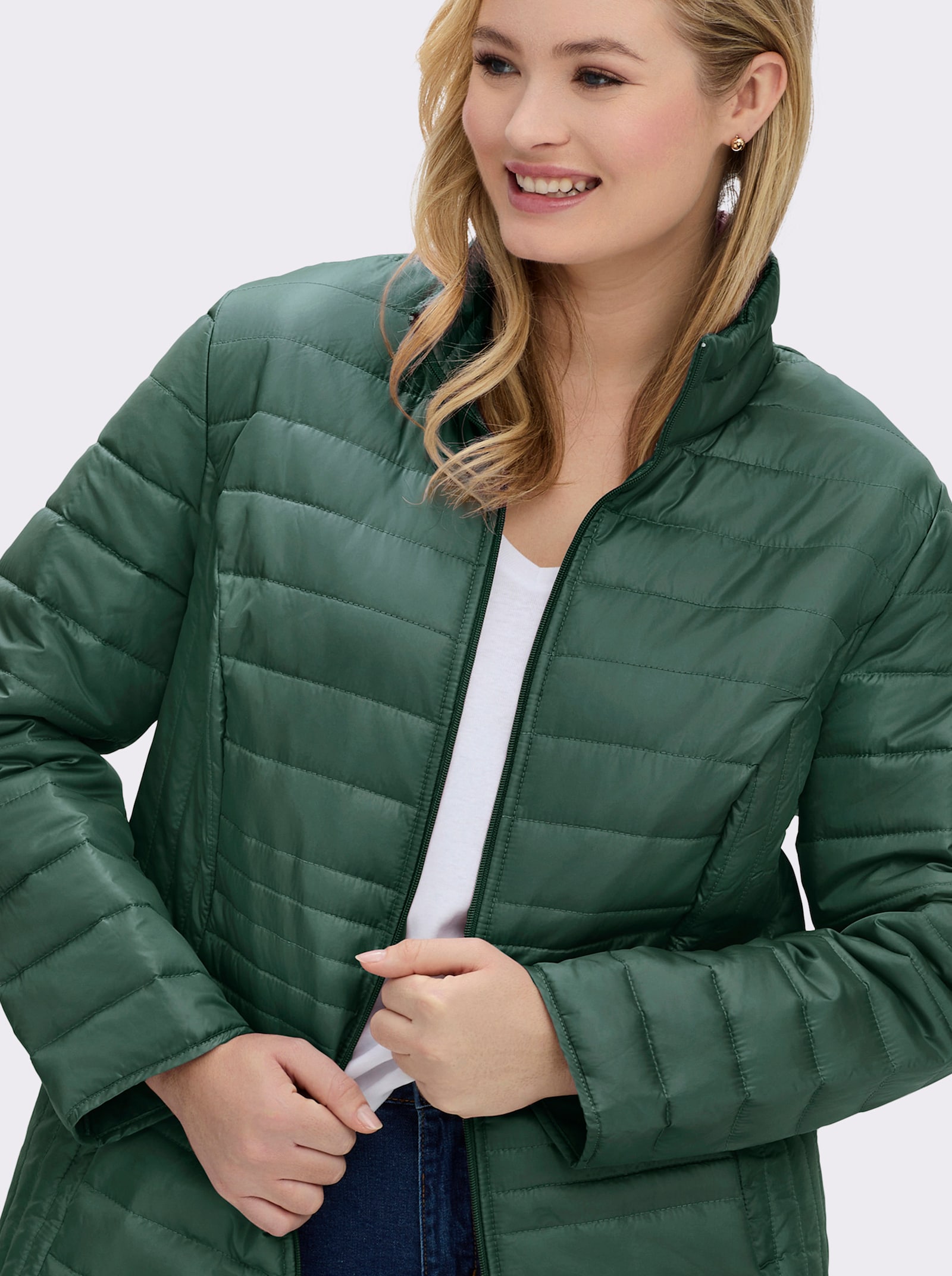 Steppjacke mit vertikalem Muster - moos