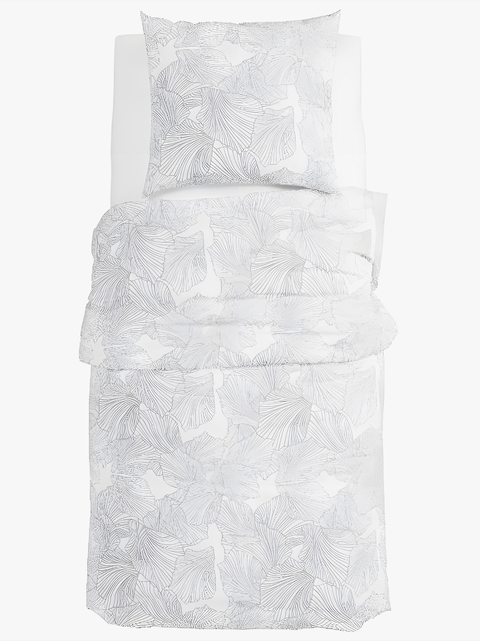 Grund Wendebettwäsche - weiß-grau-bedruckt