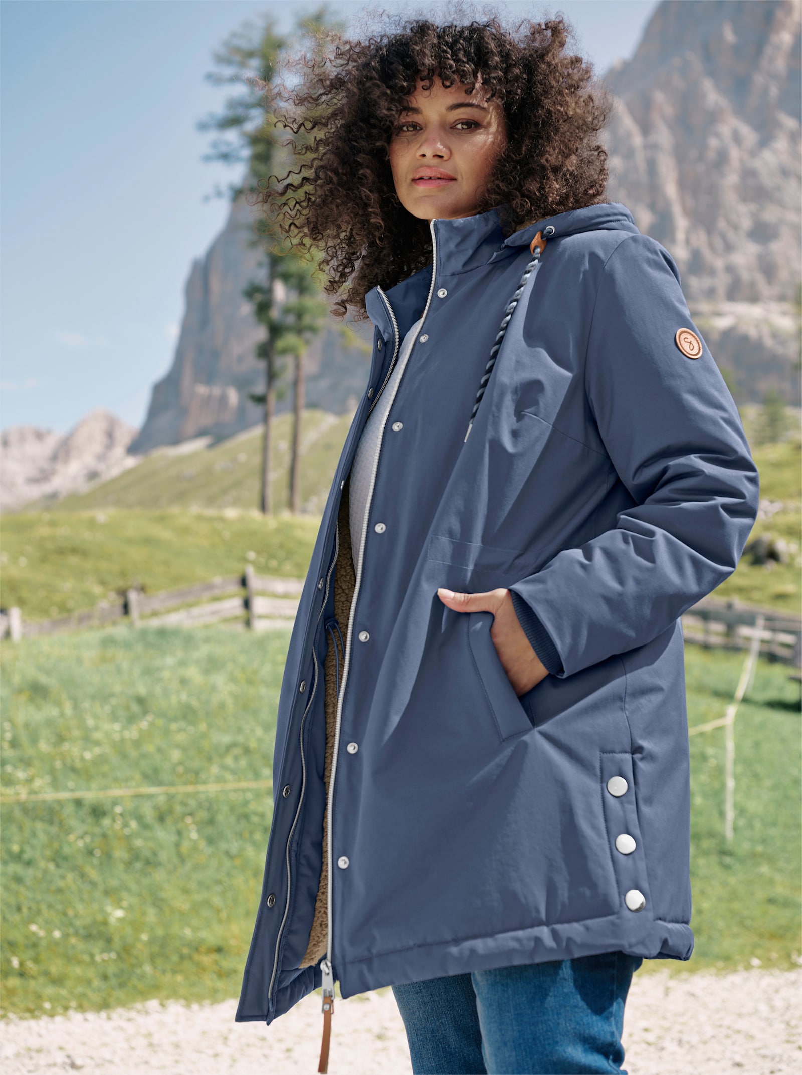 sheego Parka mit kuscheligem Teddyfutter - rauchblau