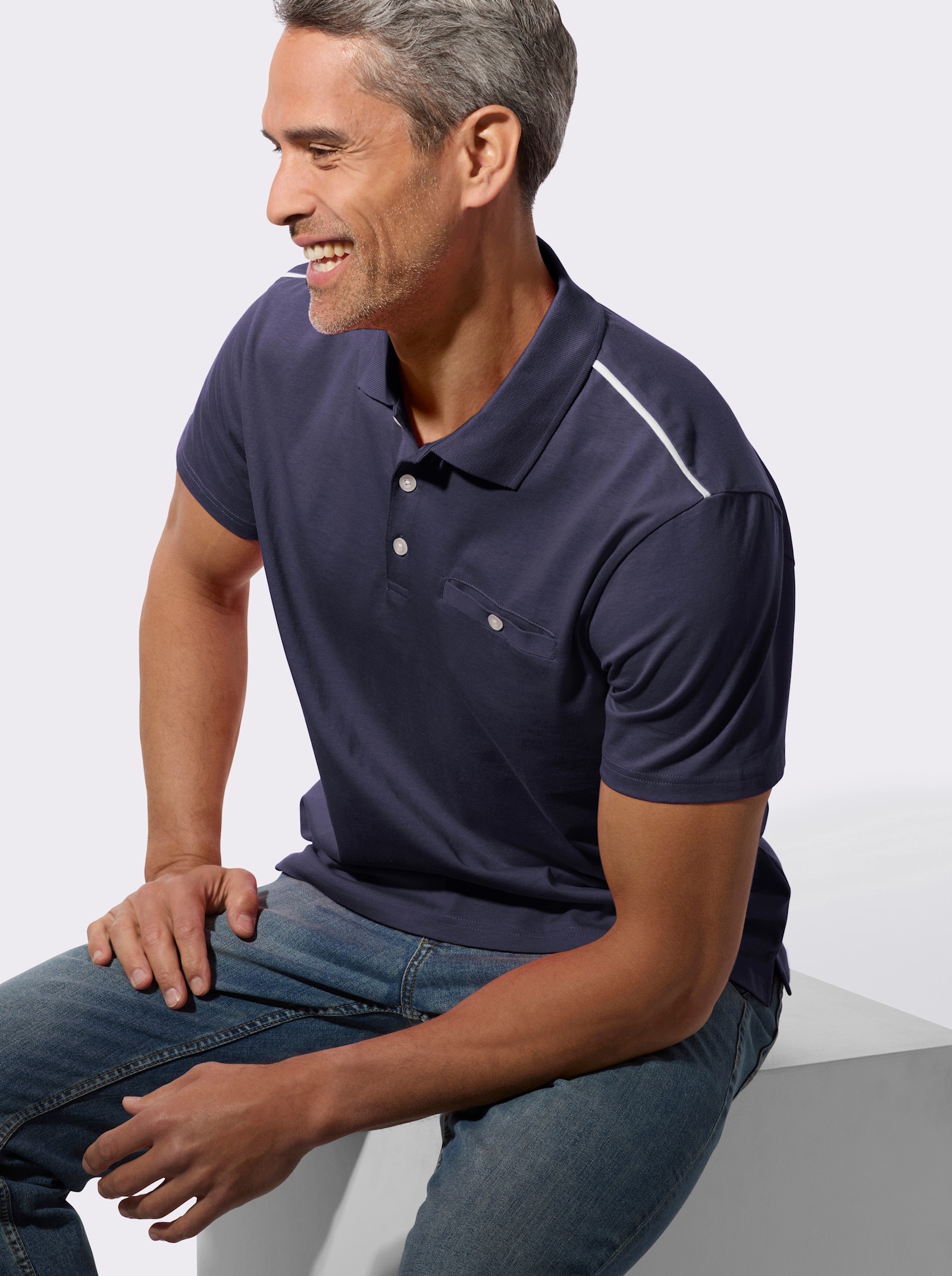 Poloshirt mit Knopfleiste - marine