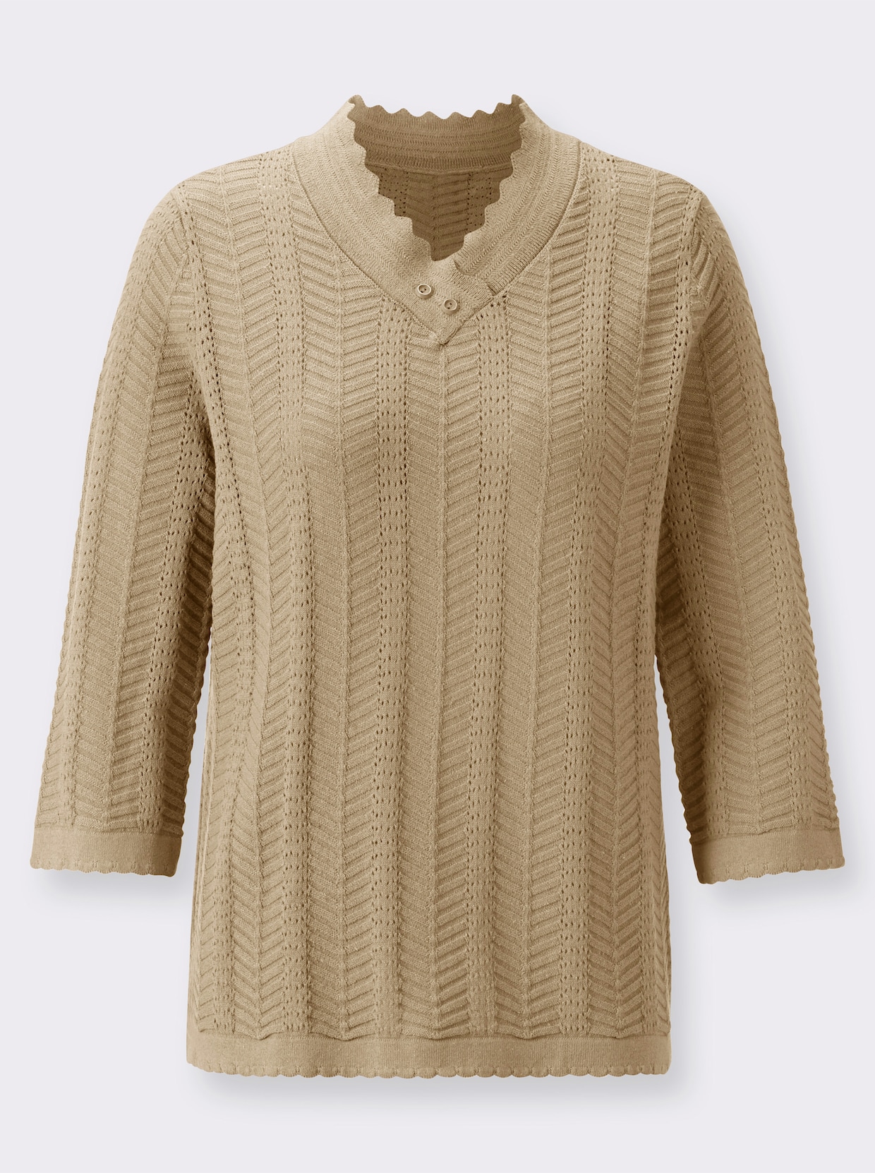 Pullover met 3/4-mouwen - beige