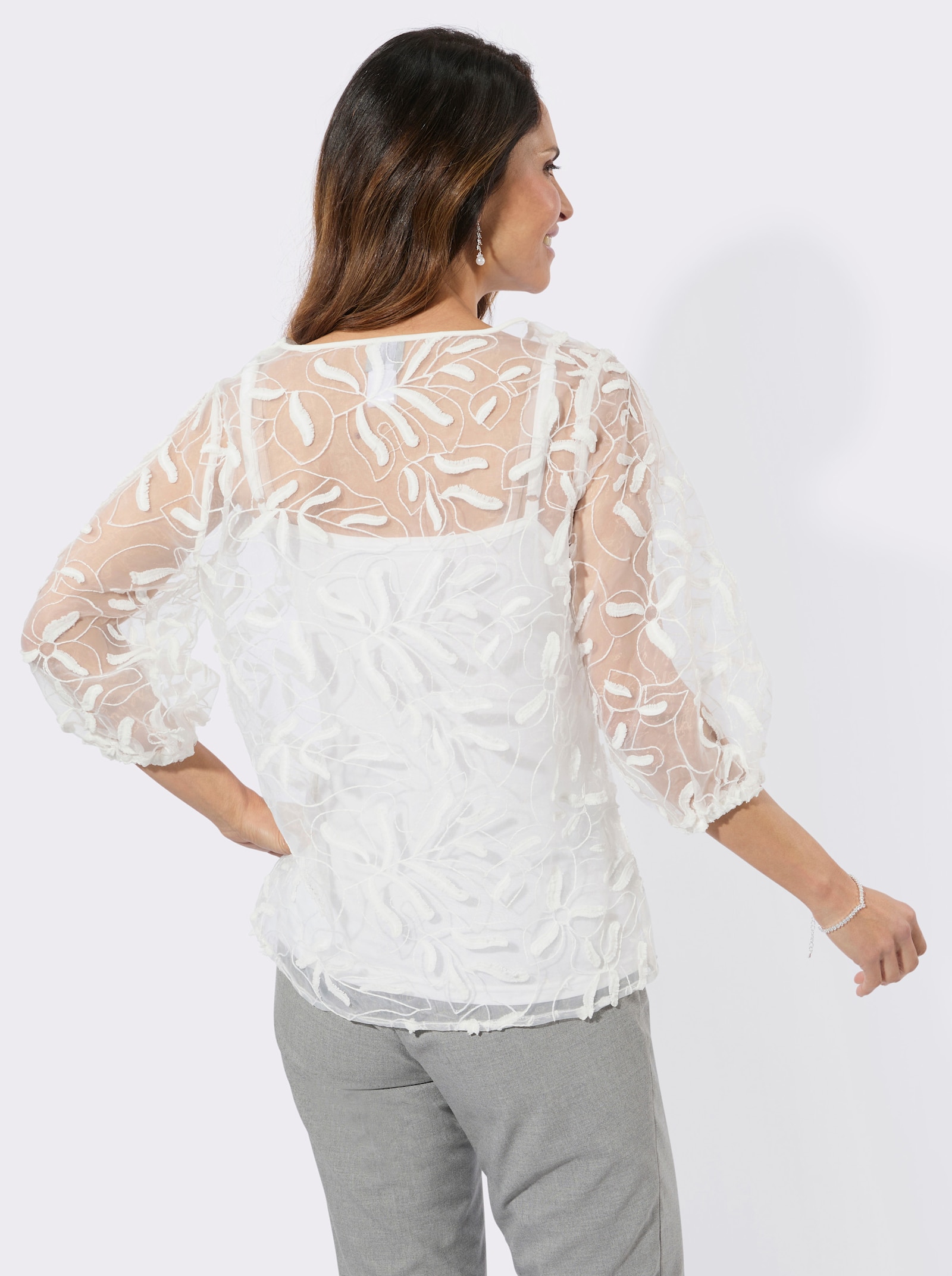 Spitzenbluse inklusive Top - ecru
