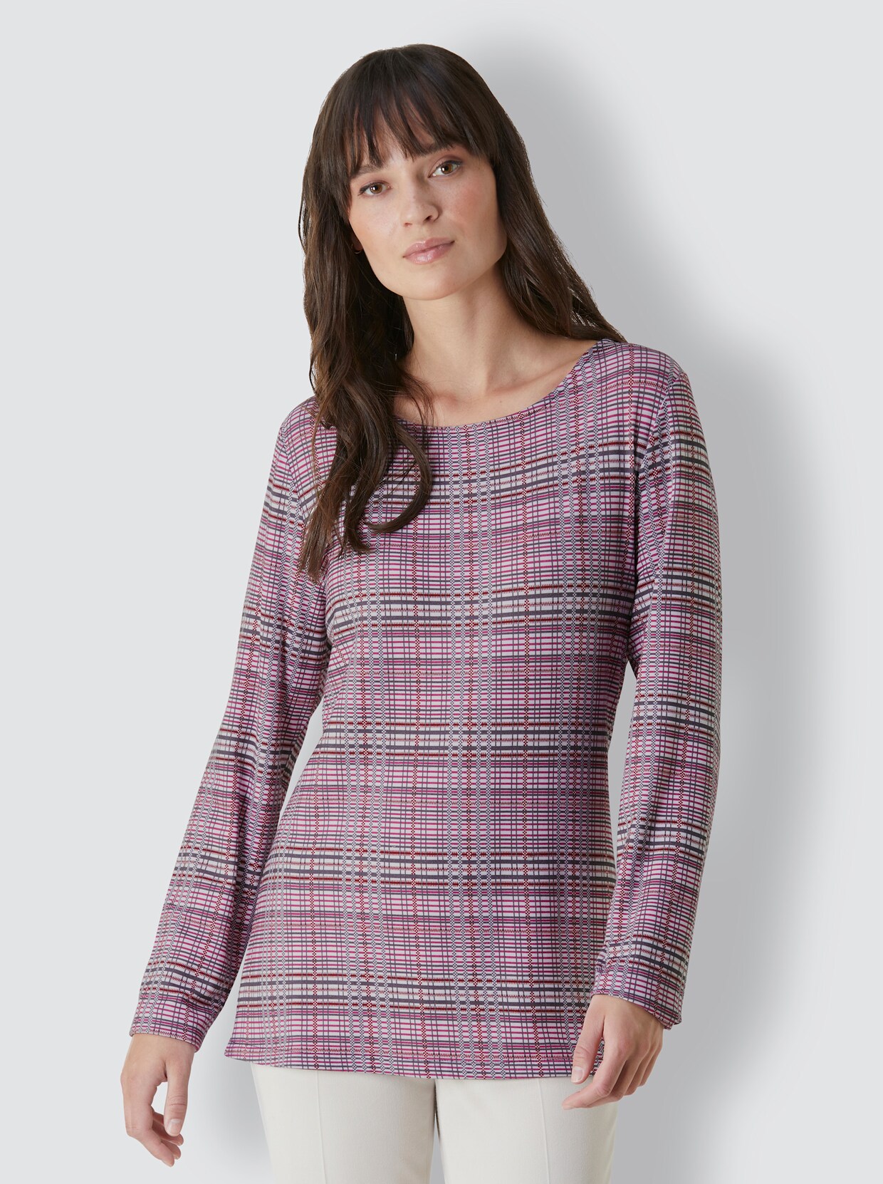 Creation L Premium Modal-Shirt - bordeaux-anthrazit-kariert