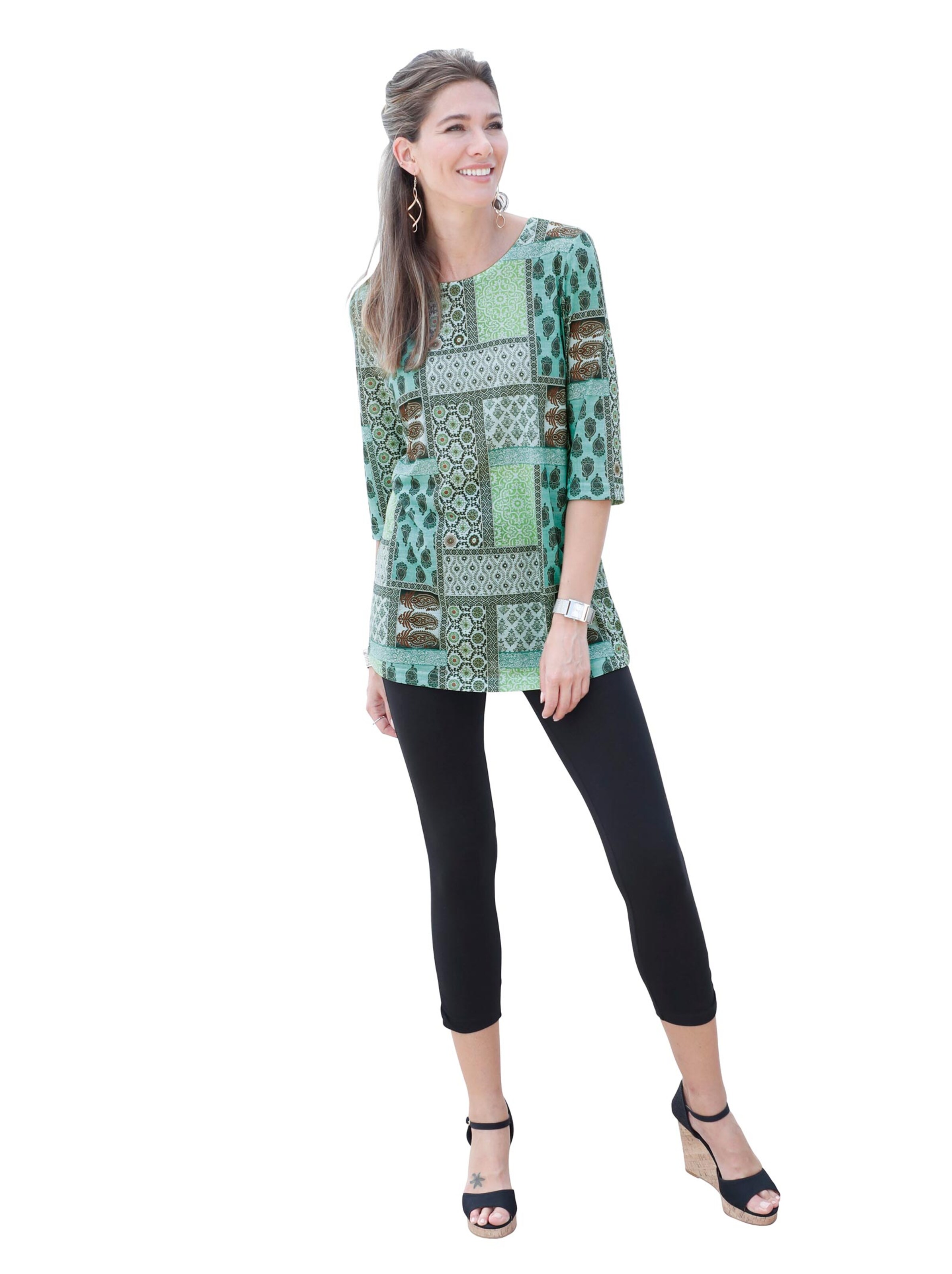 Longshirt - petrol-gemustert