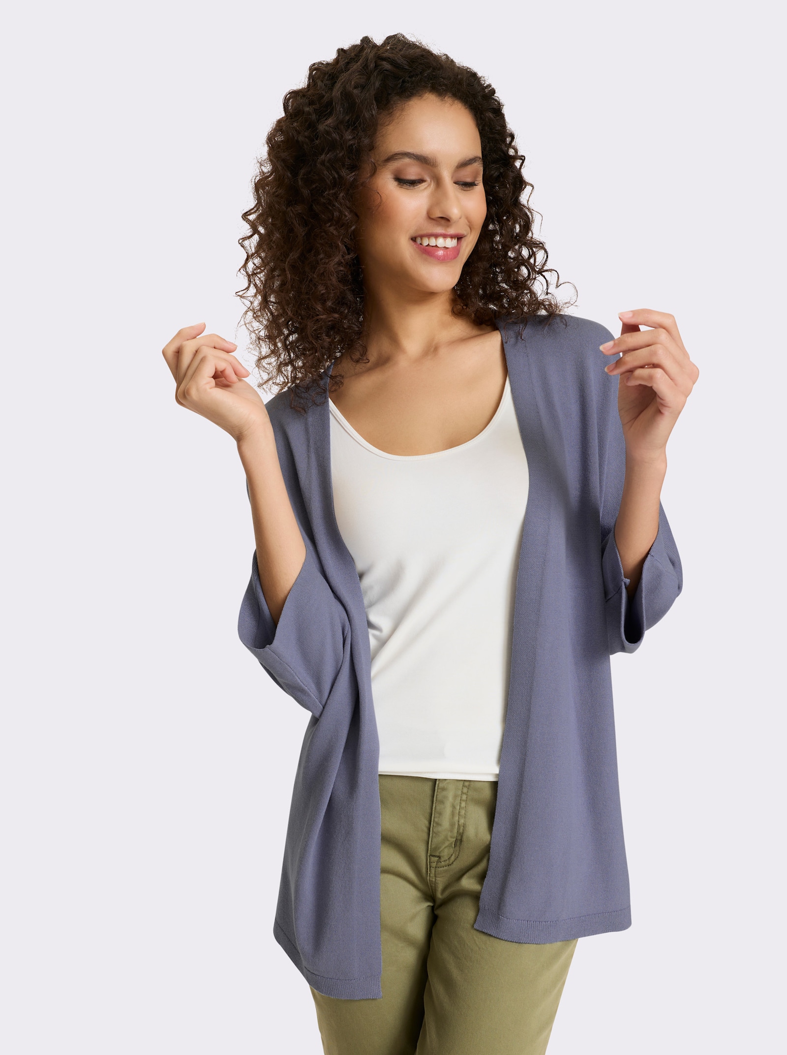 heine Strickjacke mit 3/4-Arm - taubenblau