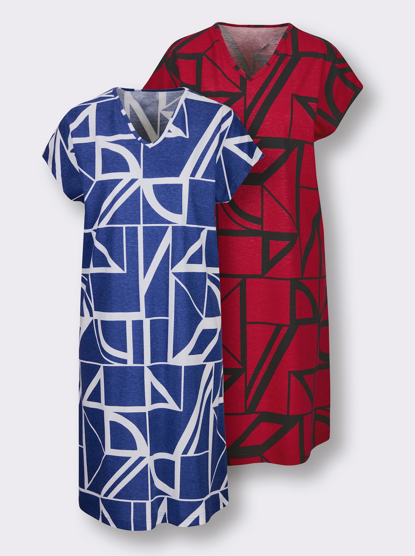 wäschepur Sleepshirts mit Grafik-Print - rot-schwarz + royalblau-weiß