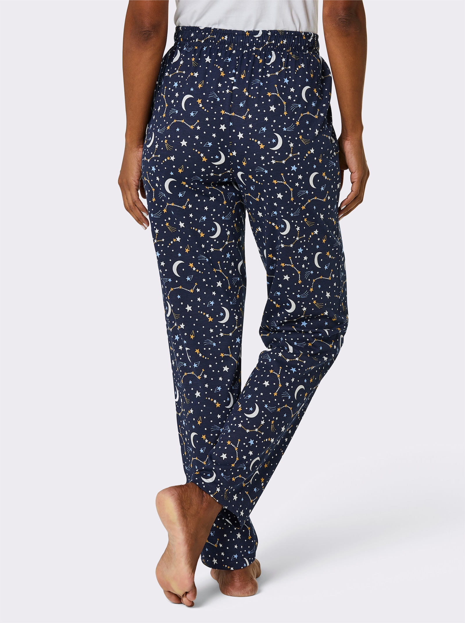 wäschepur Schlafanzug-Hose - marine-ocker-bedruckt