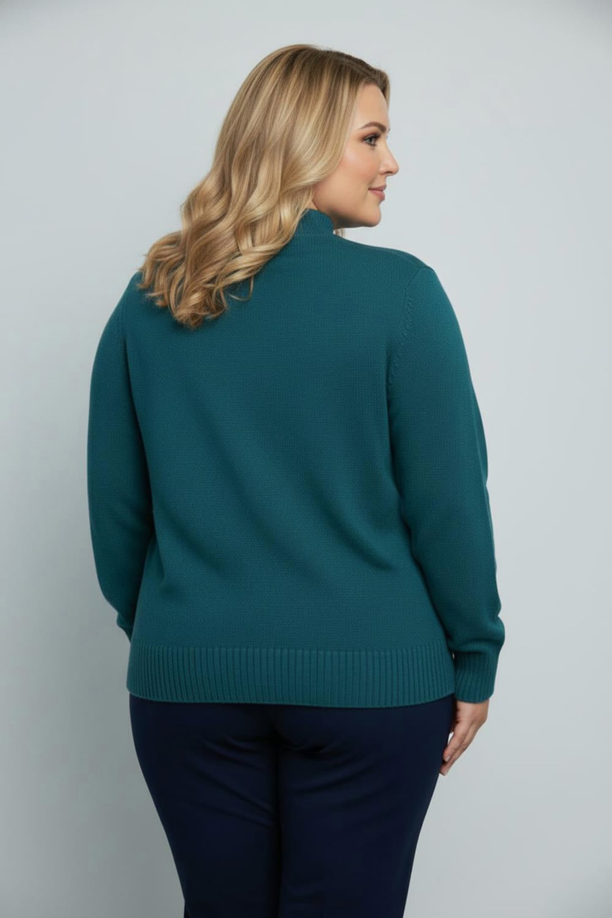 Stehkragenpullover mit Baumwolle - petrol