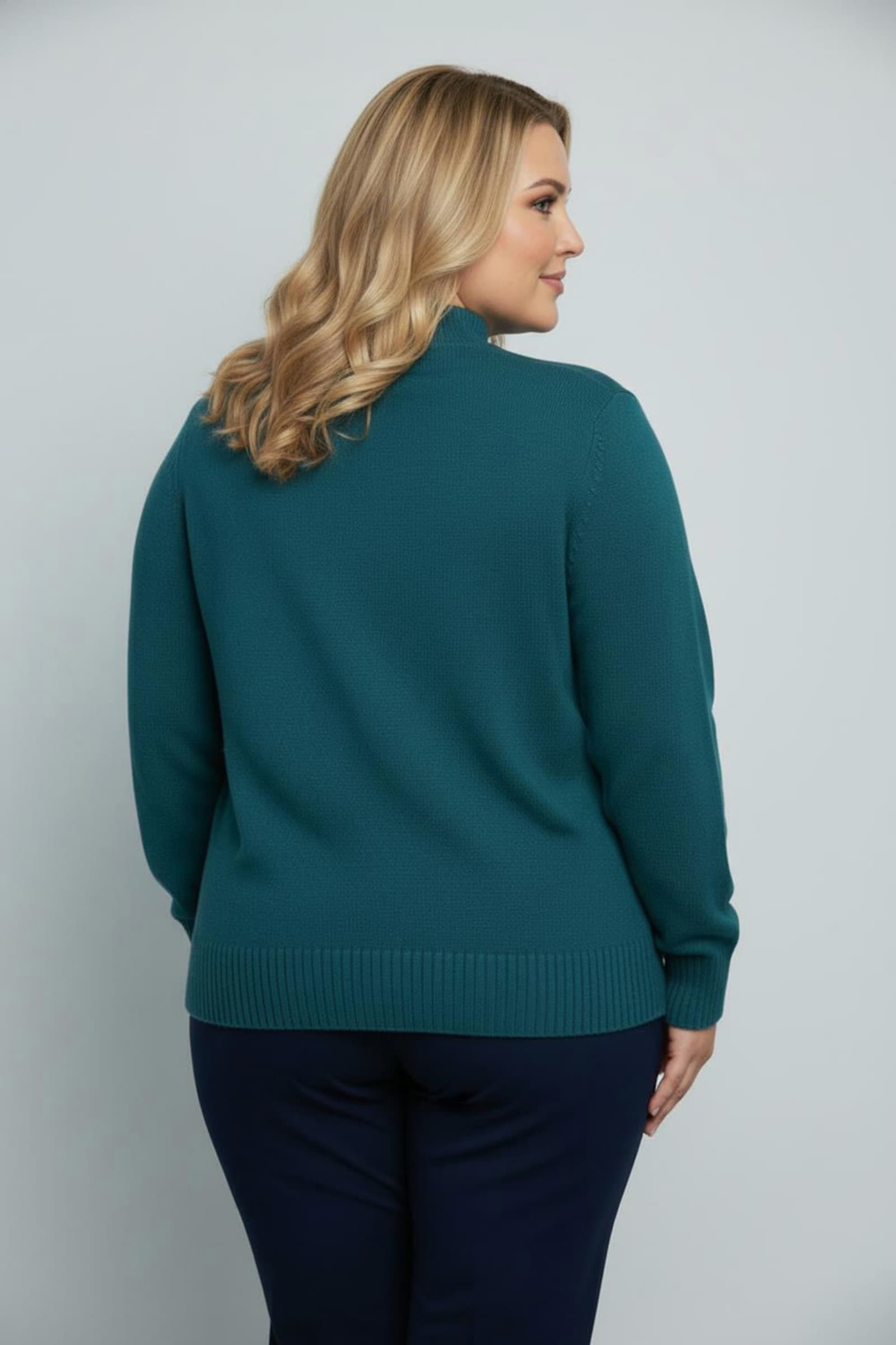 Stehkragenpullover mit Baumwolle - petrol