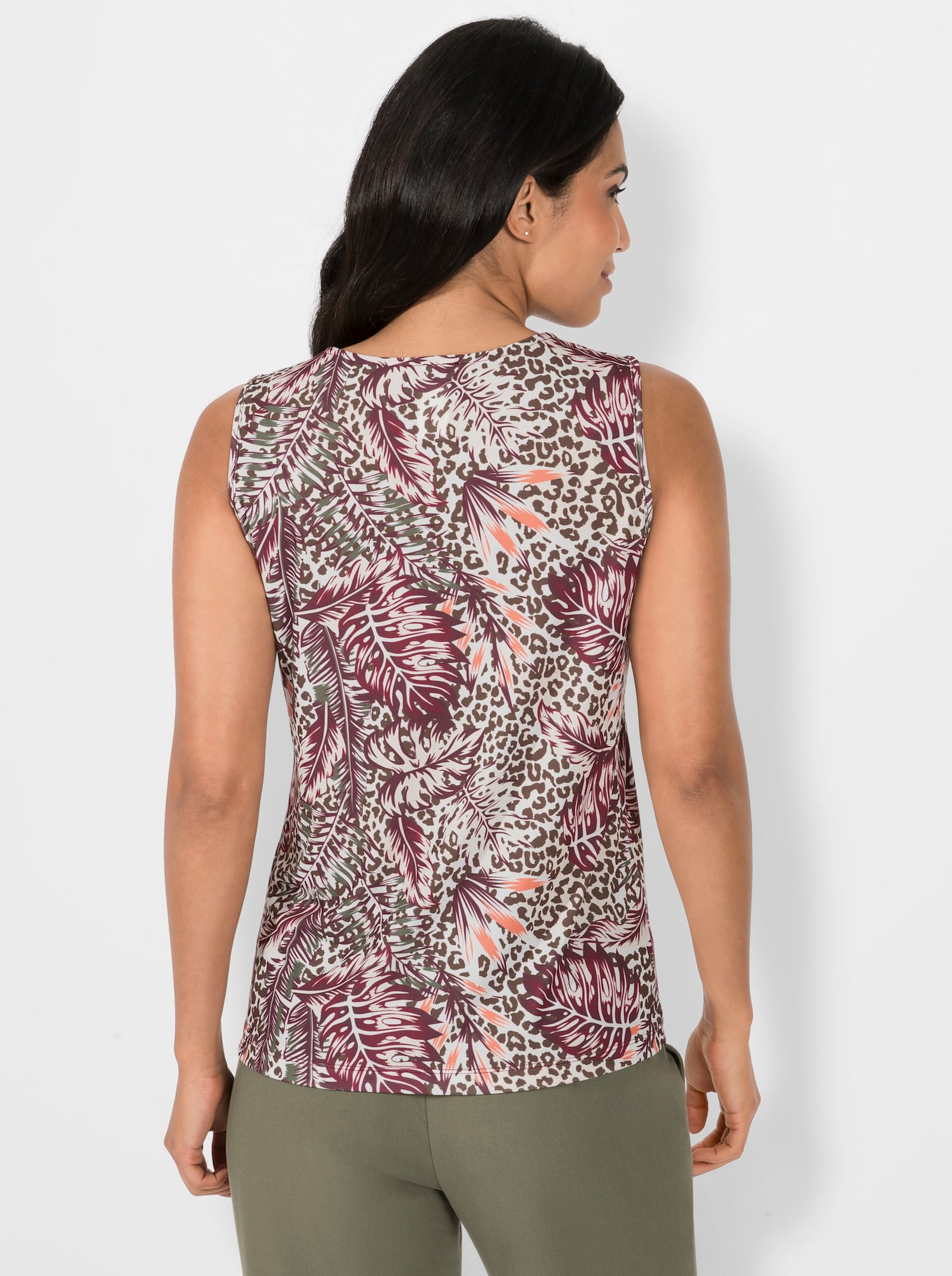 Shirttop mit Druck allover - ecru-bordeaux-bedruckt