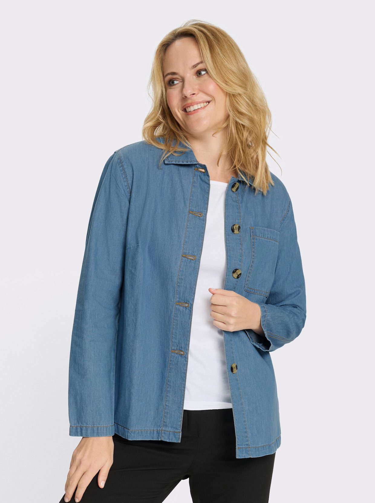 Jeansjacke mit Brusttasche - blue-bleached