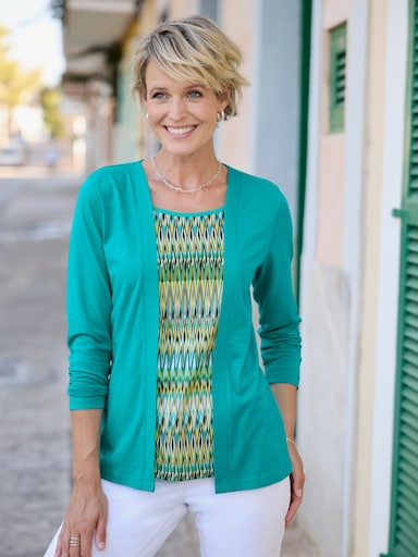 Langarmshirt in 2-in-1-Optik - türkis