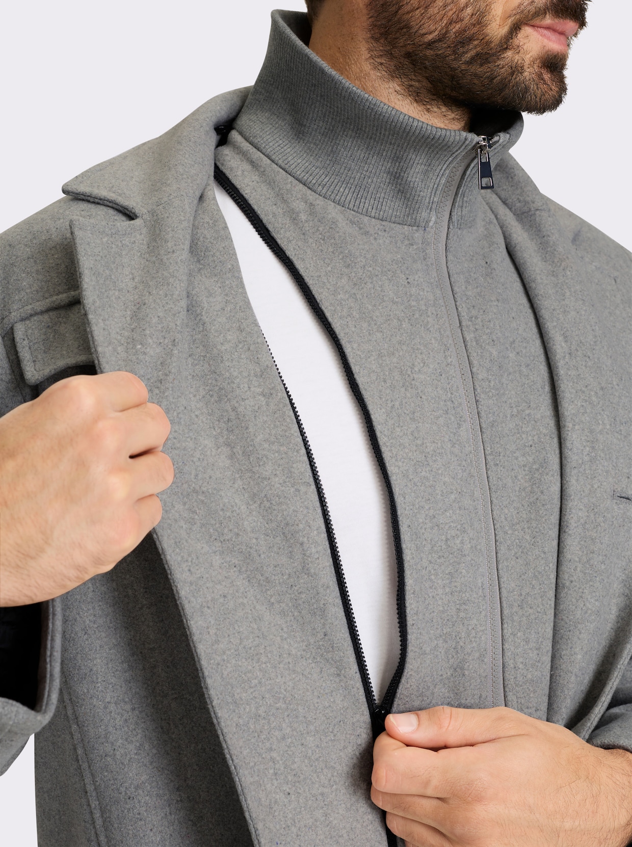 Marco Donati Longjacke - steingrau-meliert