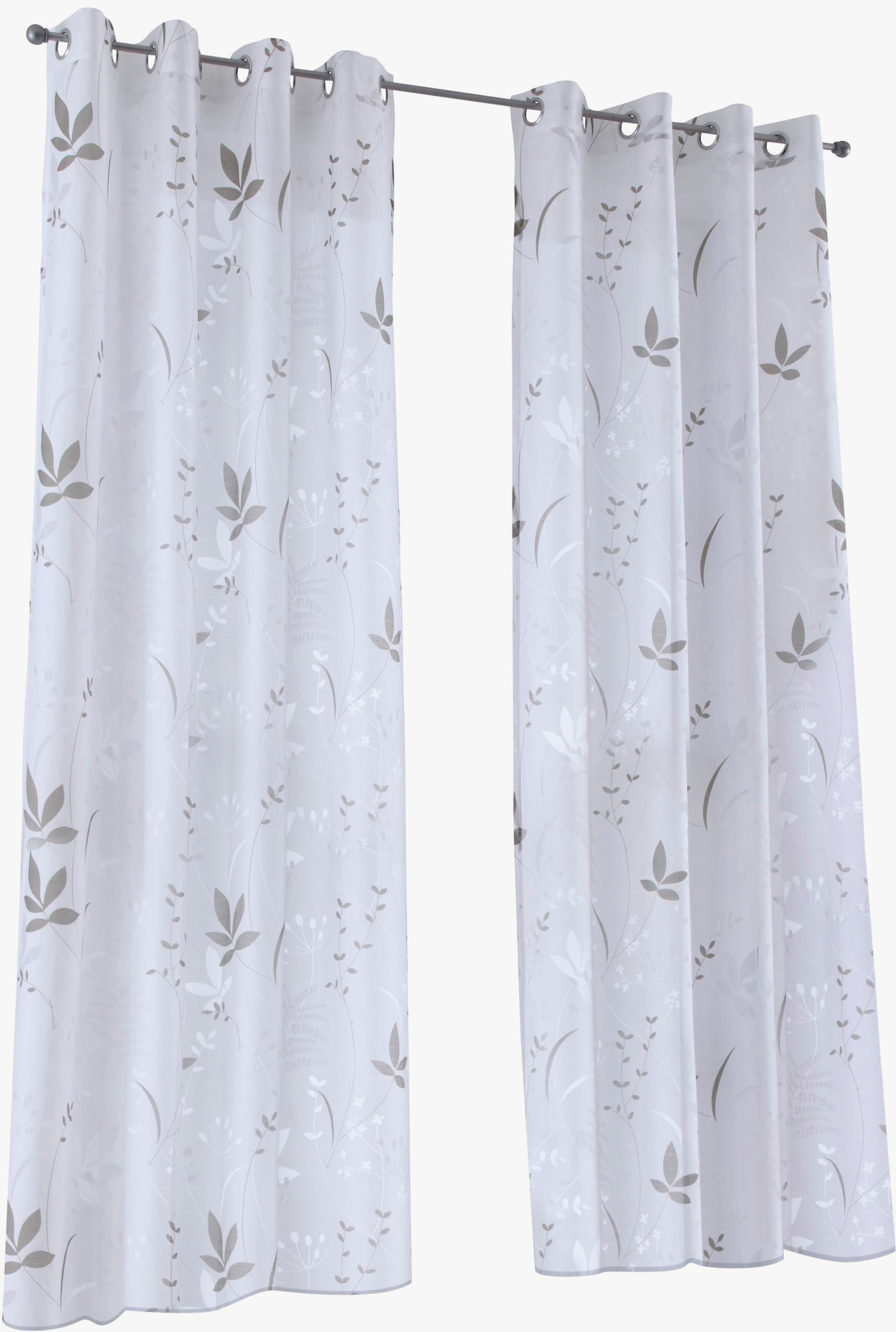 heine home Decoratieve vitrage - taupe/wit