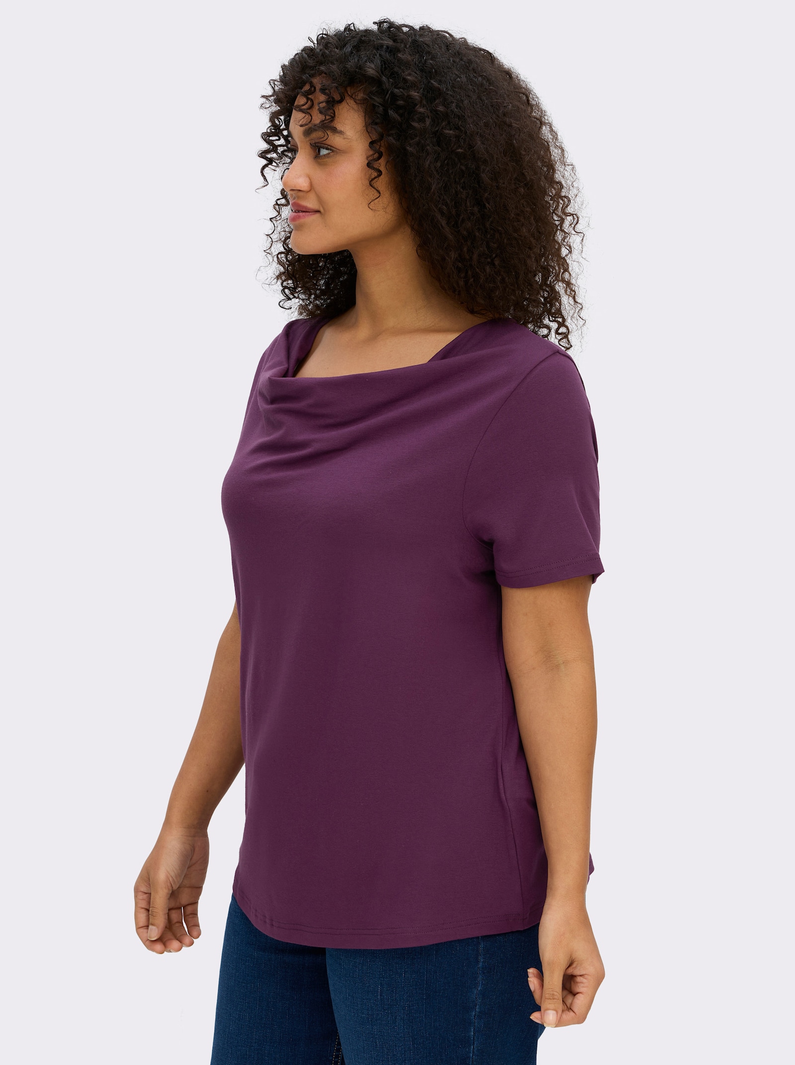 Wasserfallshirt mit kurzen Ärmeln - traube