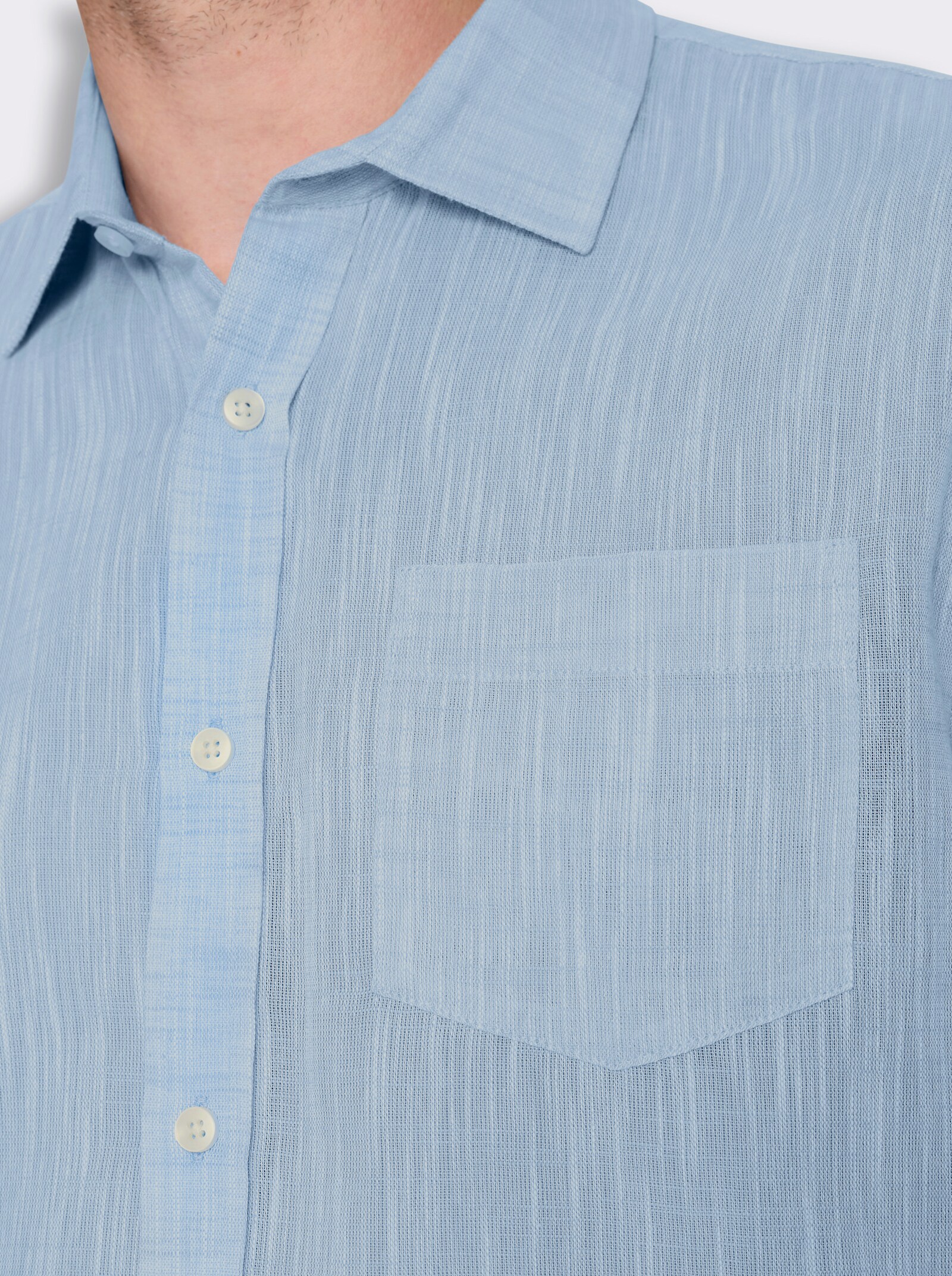 Marco Donati Langarmhemd in Two-tone-Flammgarn - himmelblau