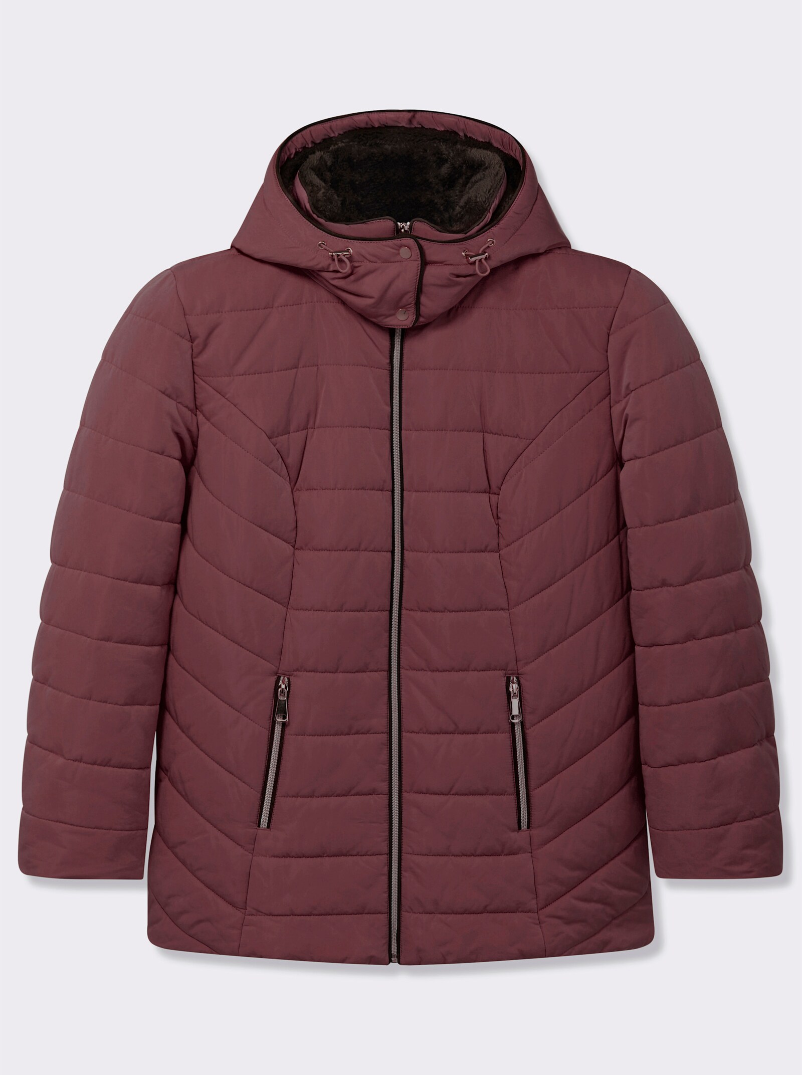 Steppjacke mit Teddy-Fleece innen - burgund