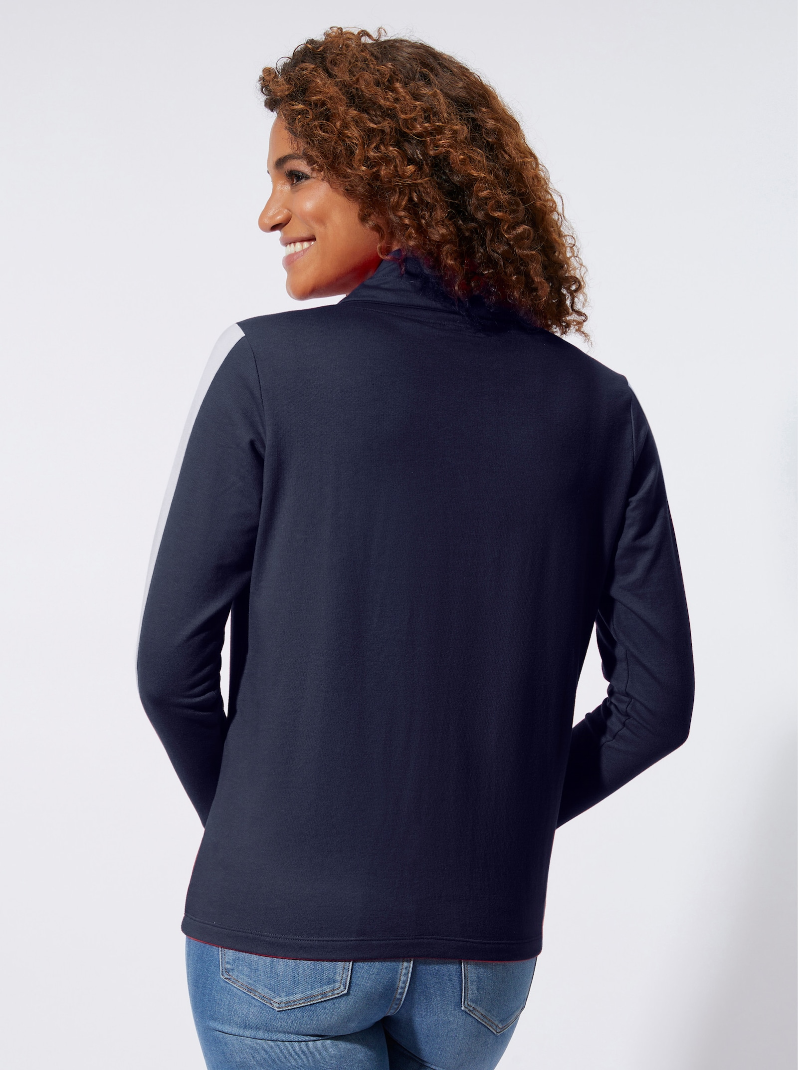 Sweatshirt mit halsfernem Stehkragen - marine