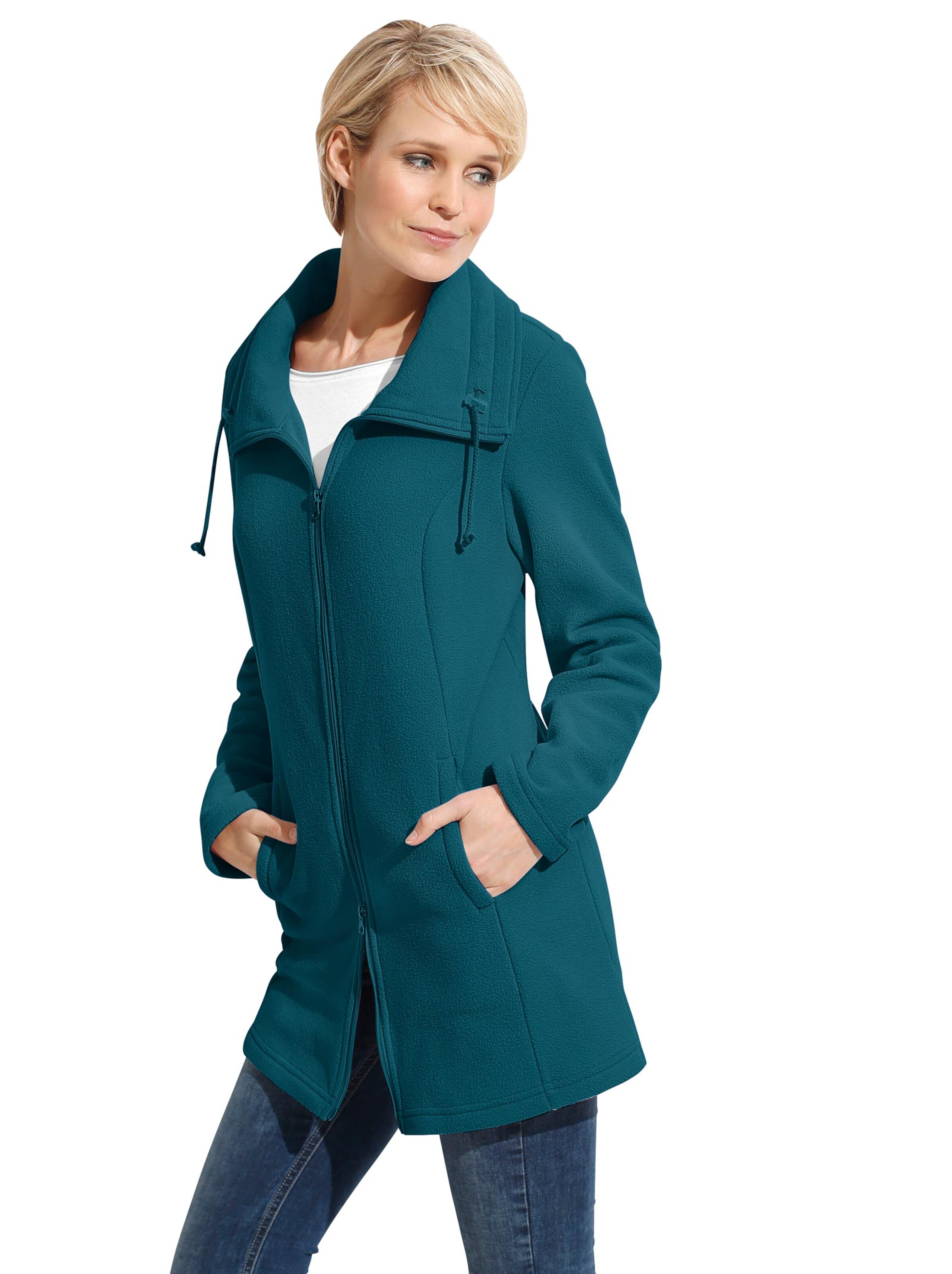 Long-Fleecejacke - petrol