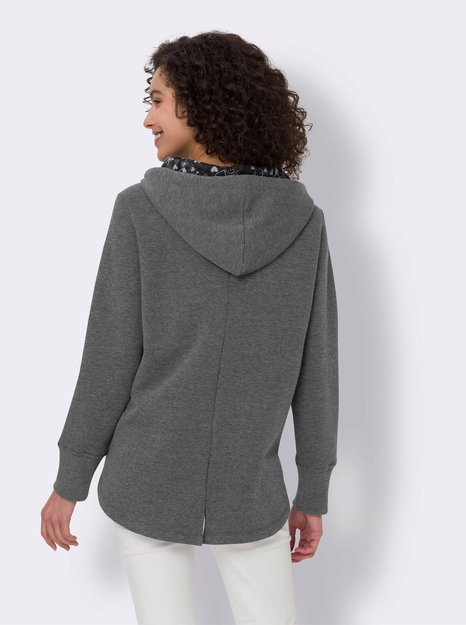 heine Sweatshirt met capuchon en zakken - lichtgrijs/antraciet gemêleerd