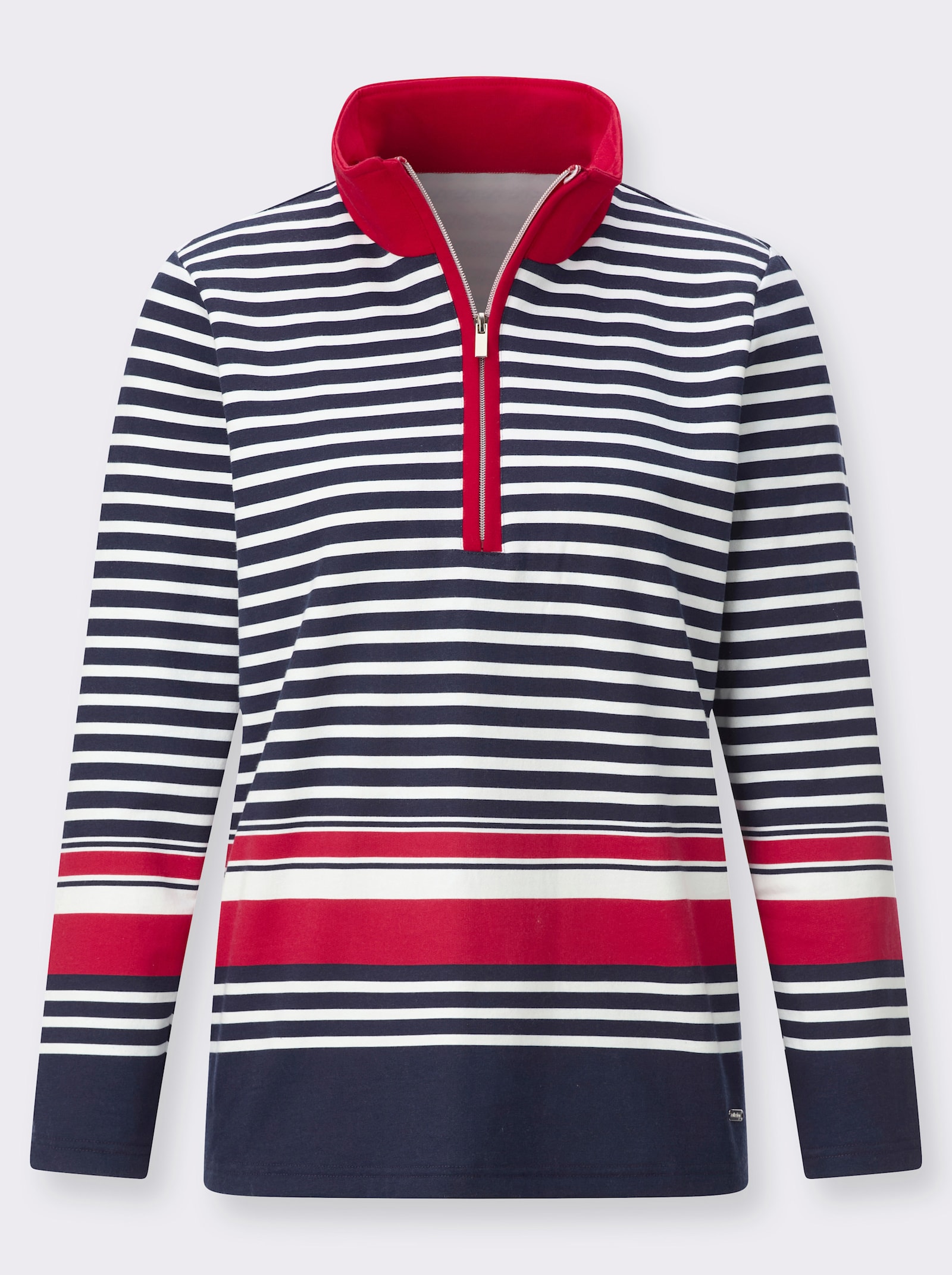 Sweatshirt mit platziertem Ringelmuster - marine-rot-geringelt