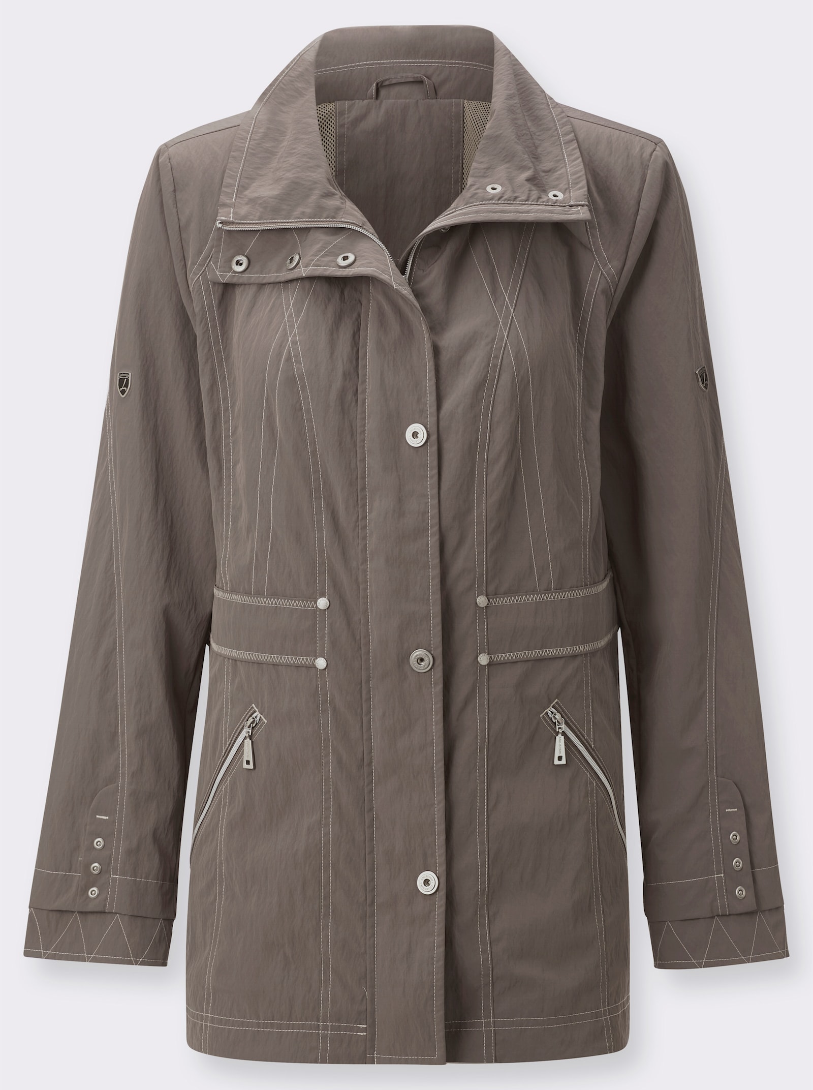 Outdoorjacke mit knöpfbarer Innentasche - dunkeltaupe