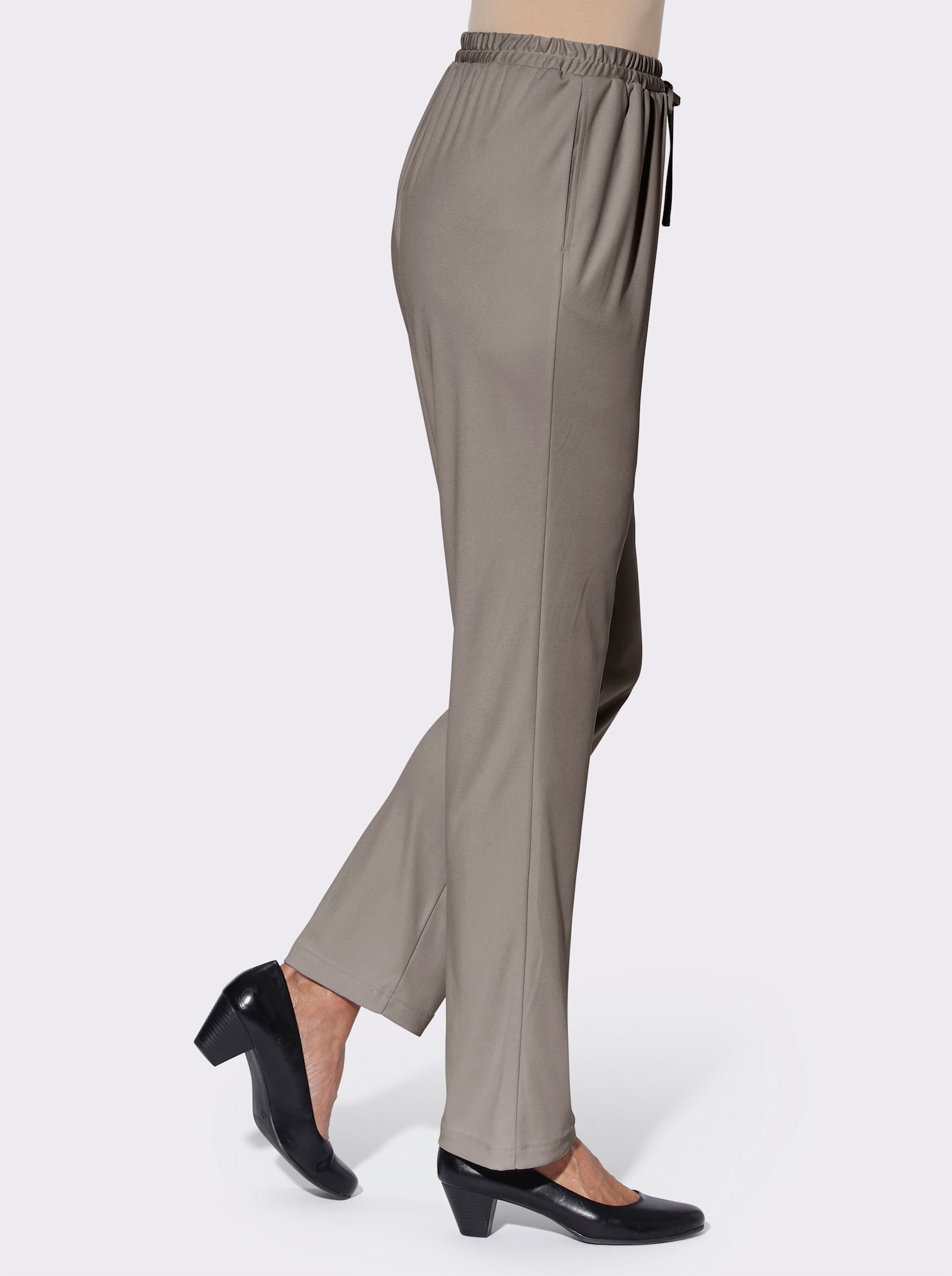 Jerseyhose mit Bindeband - taupe