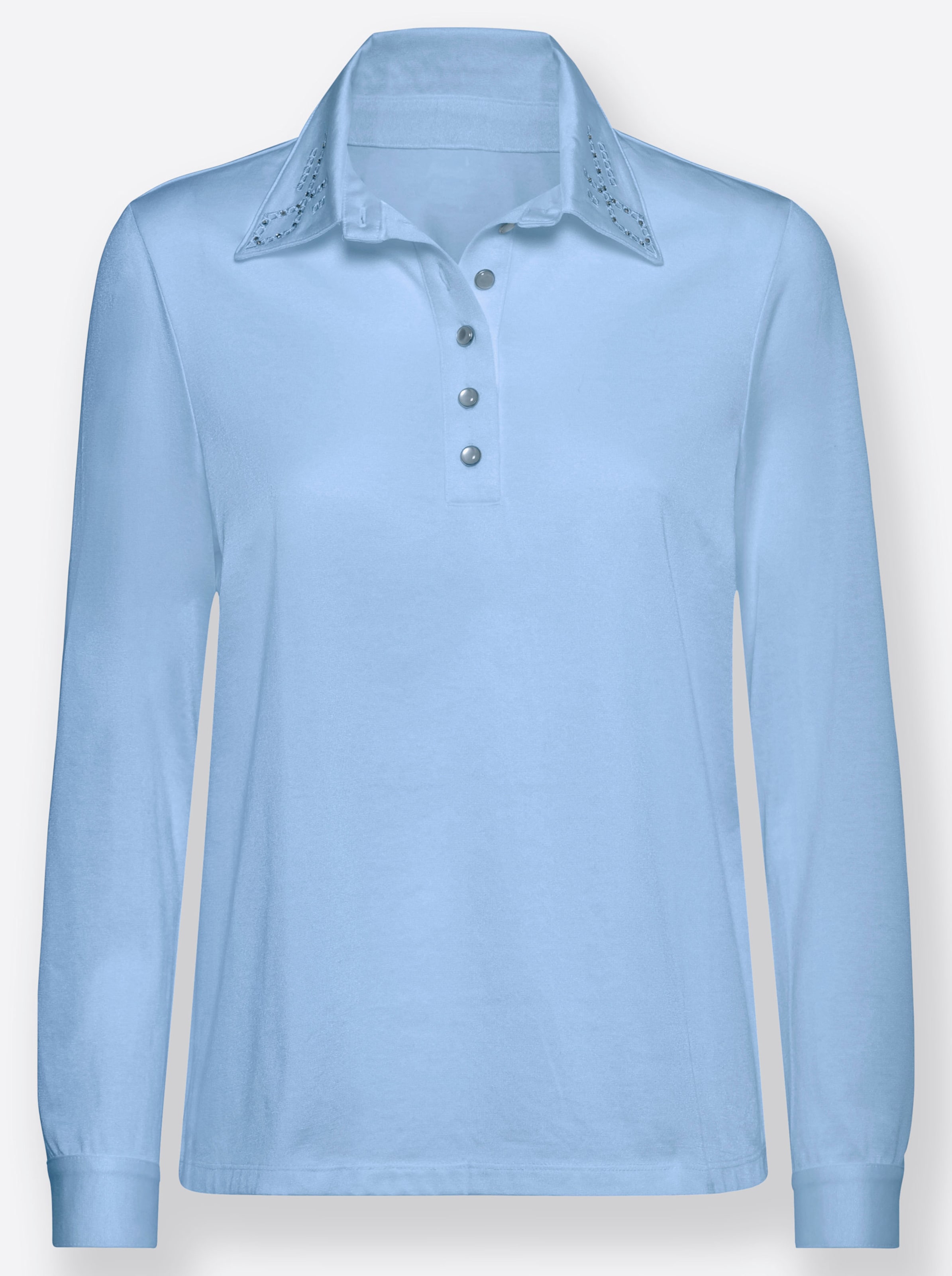 Witt Damen Langarm-Poloshirt, eisblau