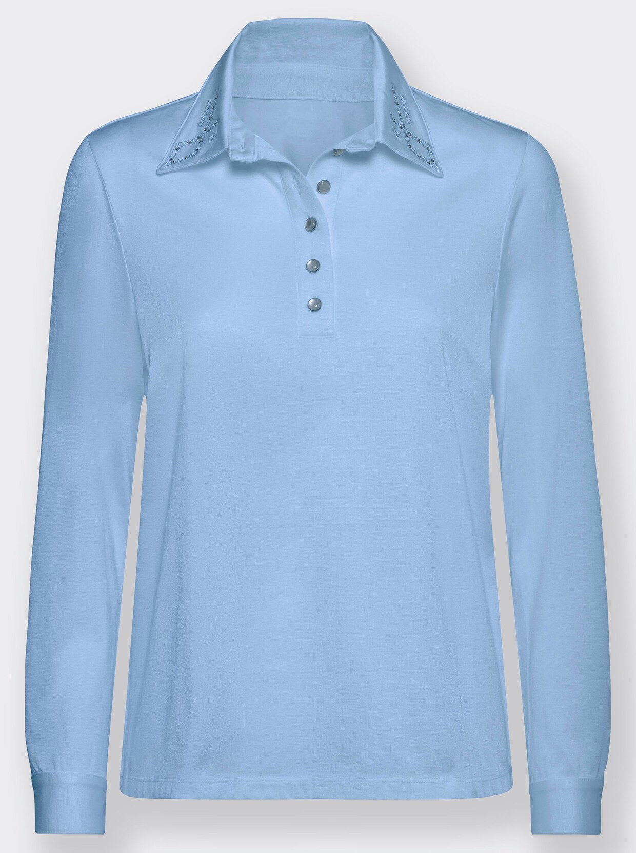 Poloshirt met lange mouwen - ijsblauw