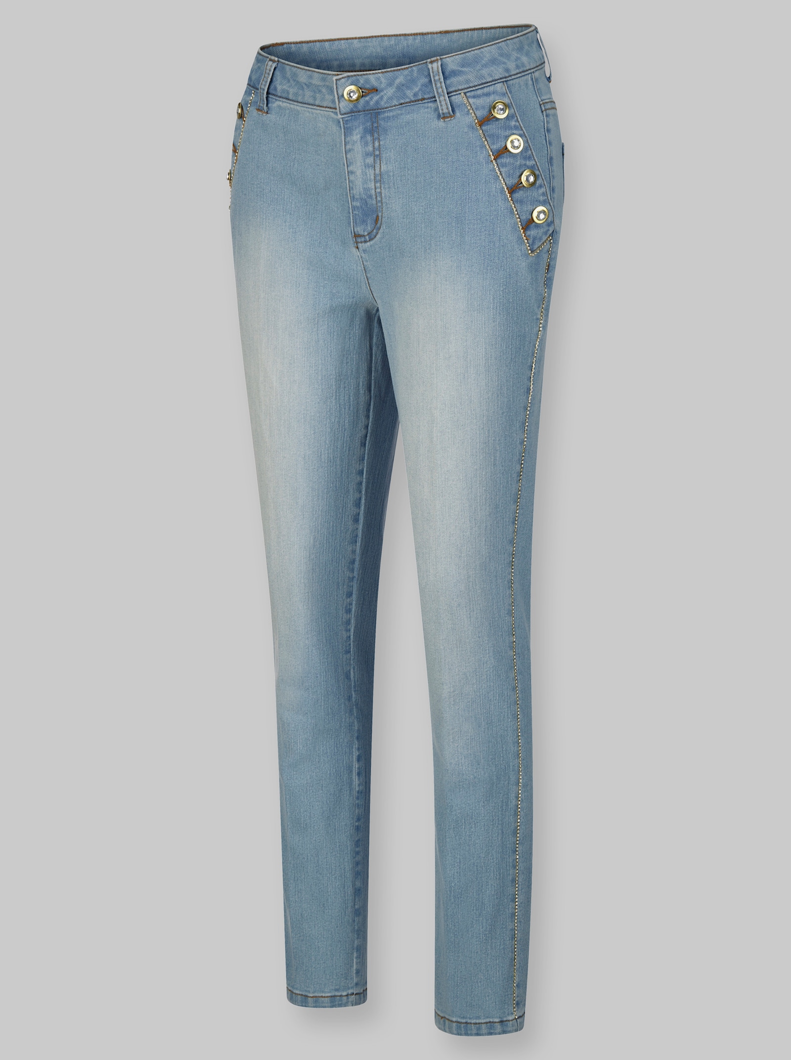 heine Jeans mit Glitzer-Zierband - blue-bleached
