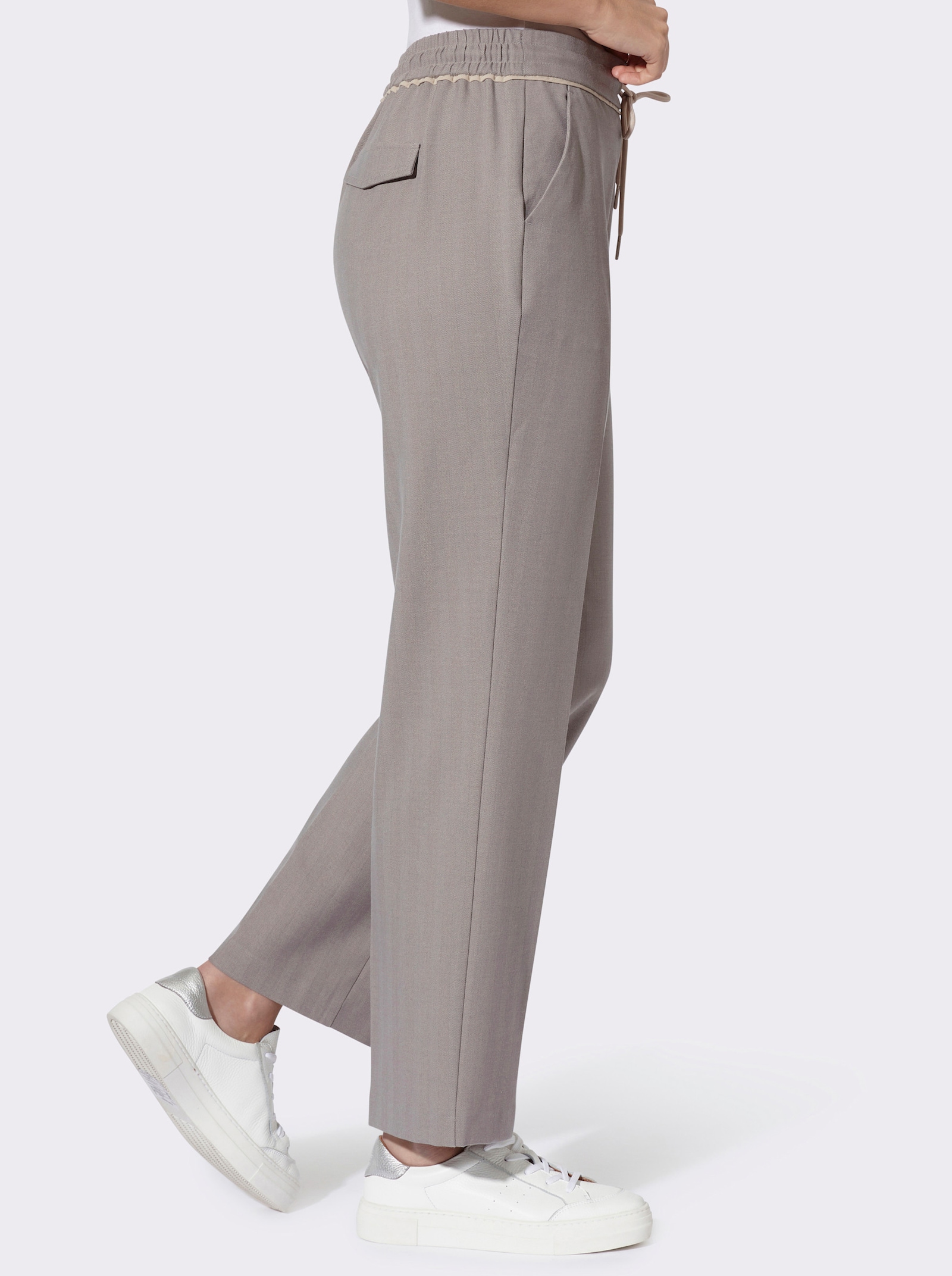 heine Schlupfhose mit Fischgrat-Dessin - grau-beige-gemustert