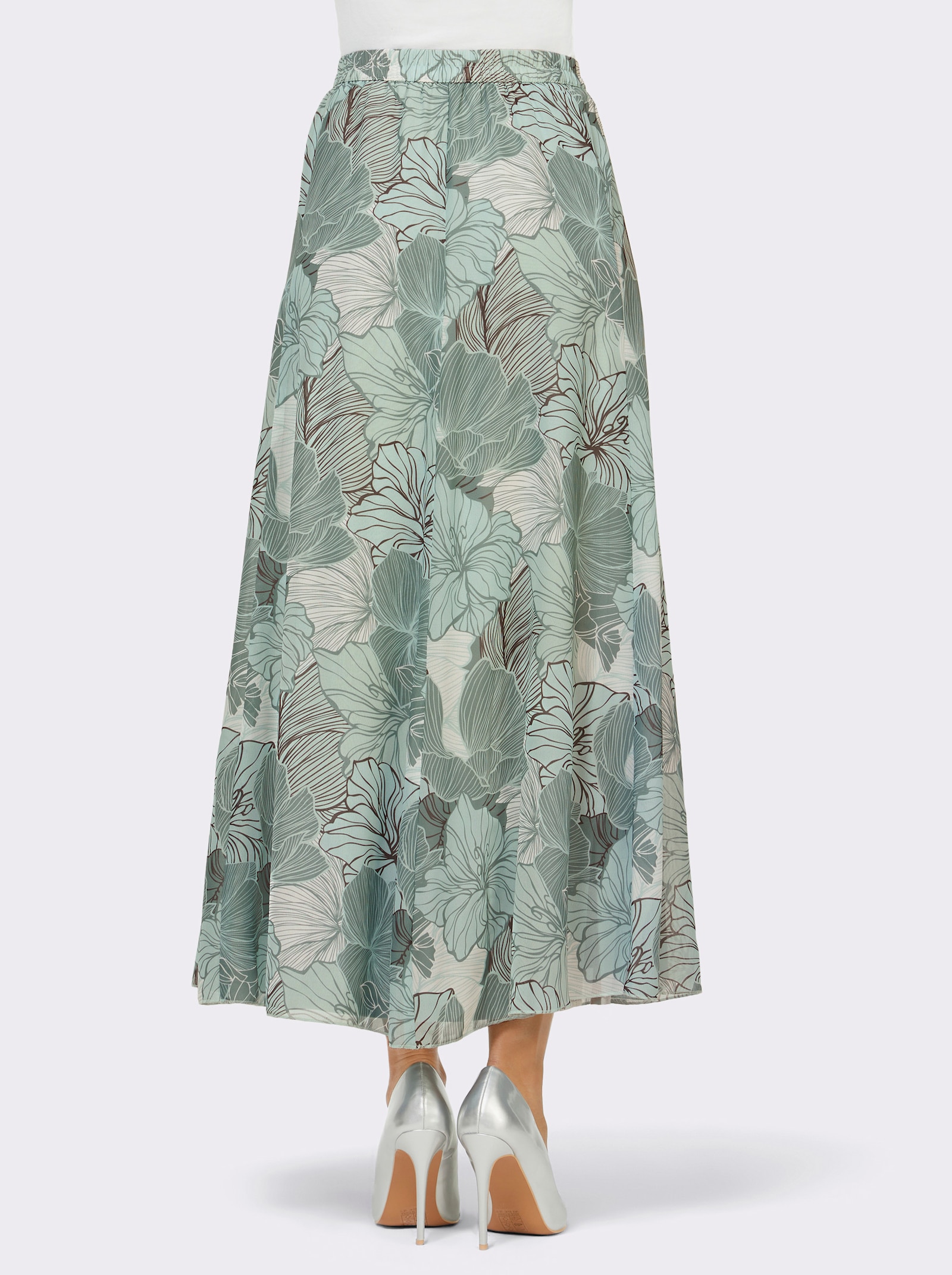 Bahnenrock in ausgestellter A-Linie - kalkmint-mint-bedruckt