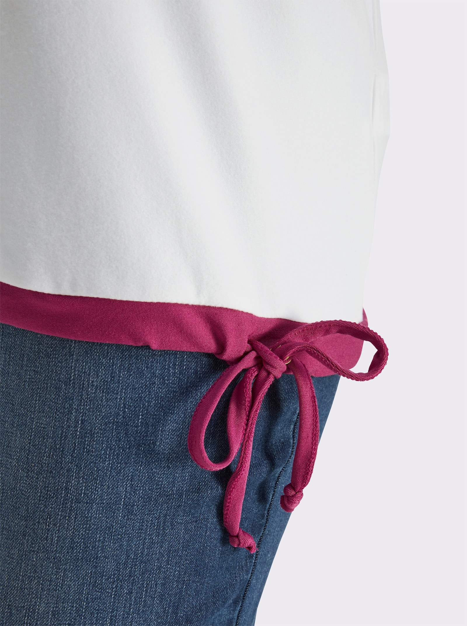 Print-Shirt mit U-Boot-Ausschnitt - ecru-magenta-bedruckt