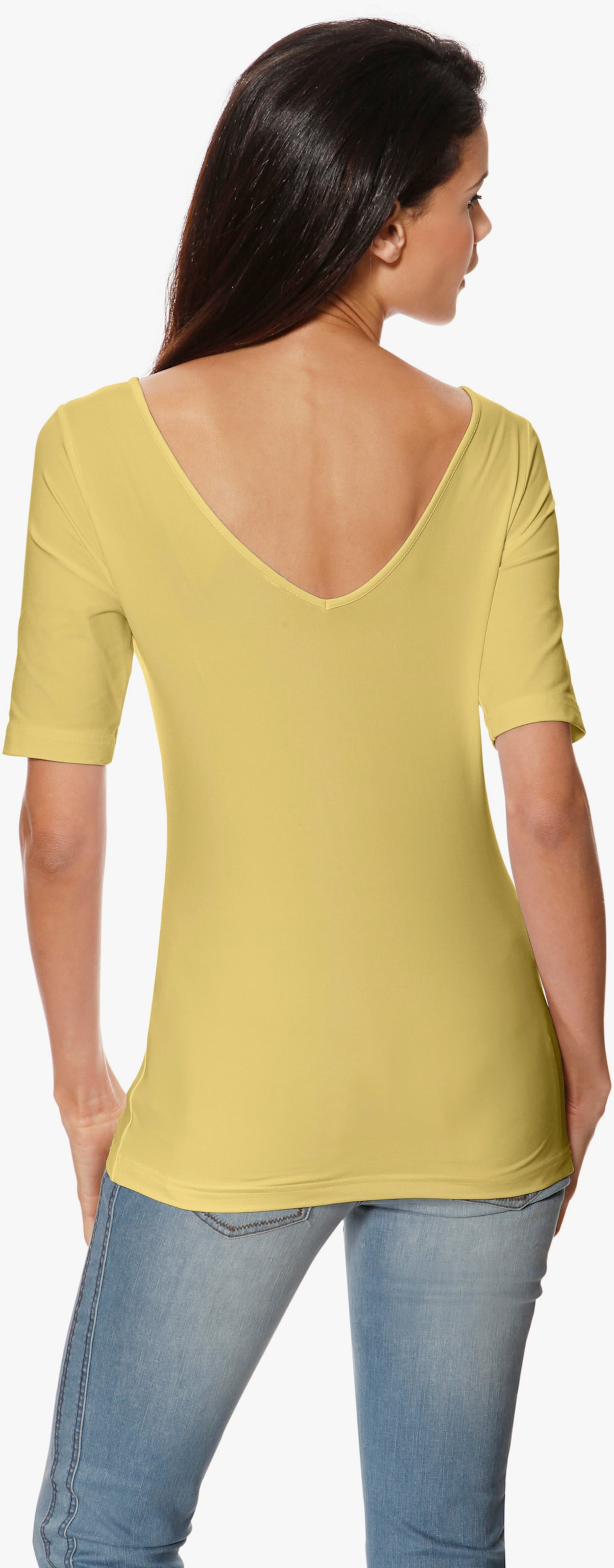 heine Kurzarmshirt mit V-Ausschnitt hinten - gelb