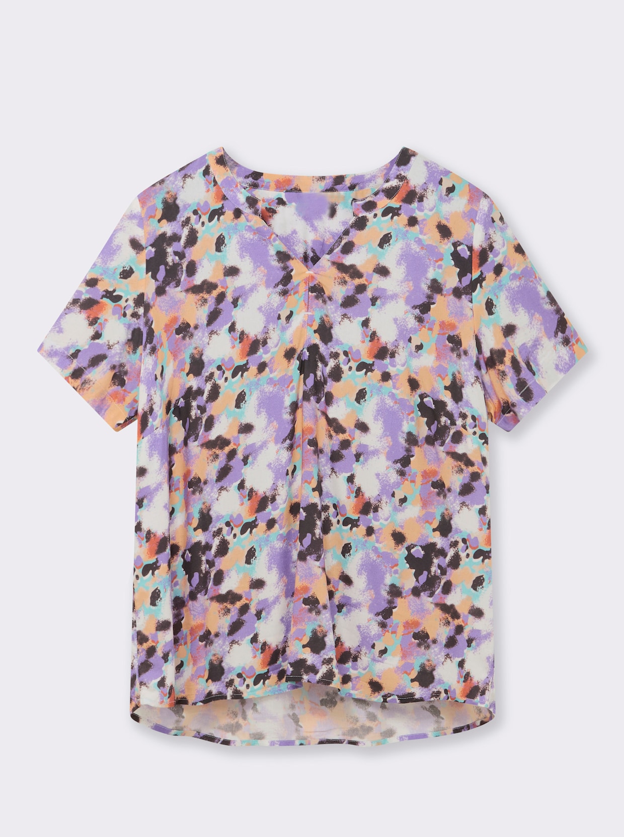 Druckbluse - apricot-lavendel-bedruckt