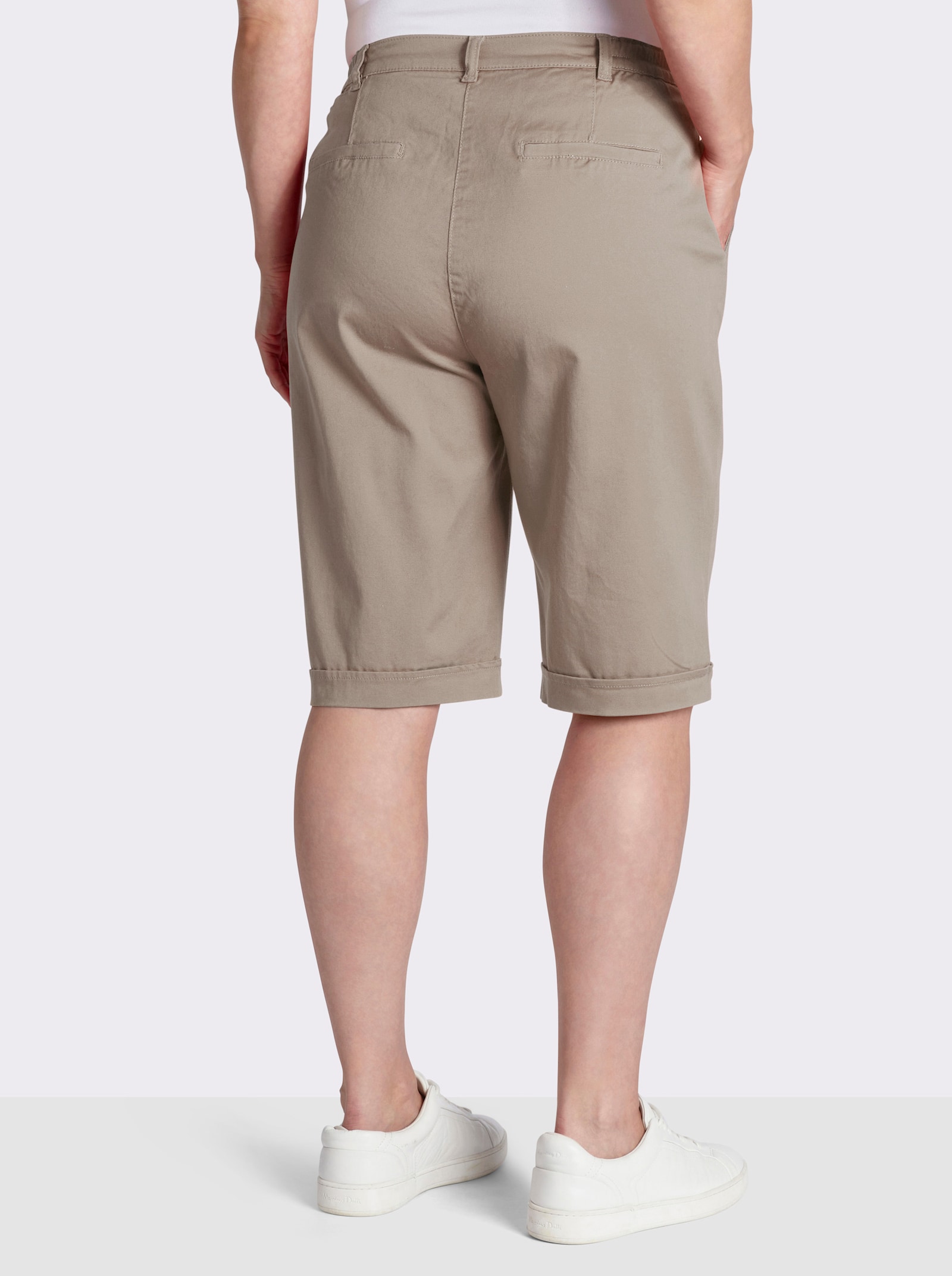 Jeansbermudas mit Dehnbund hinten - sesam
