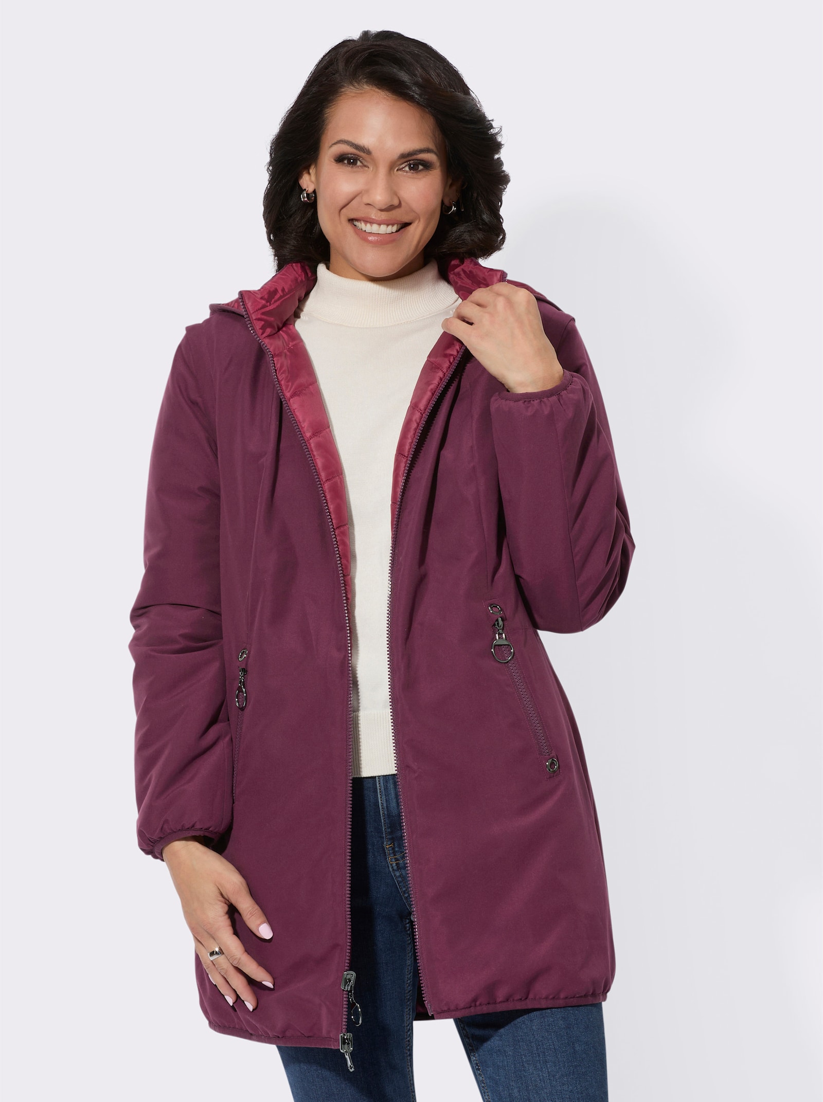 Longjacke mit Wendefunktion - bordeaux