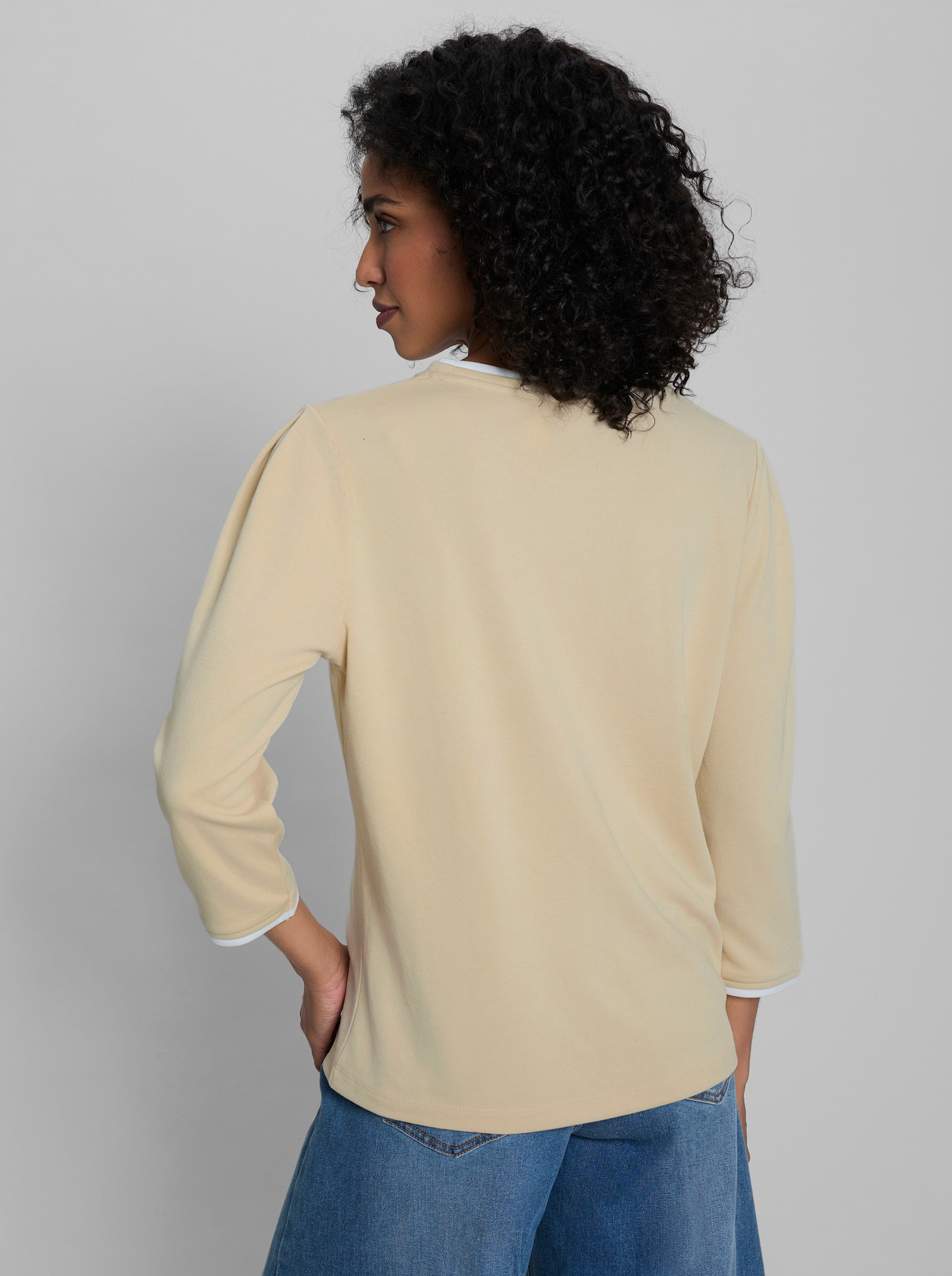 heine Langarmshirt mit Kontrast-Details - sand